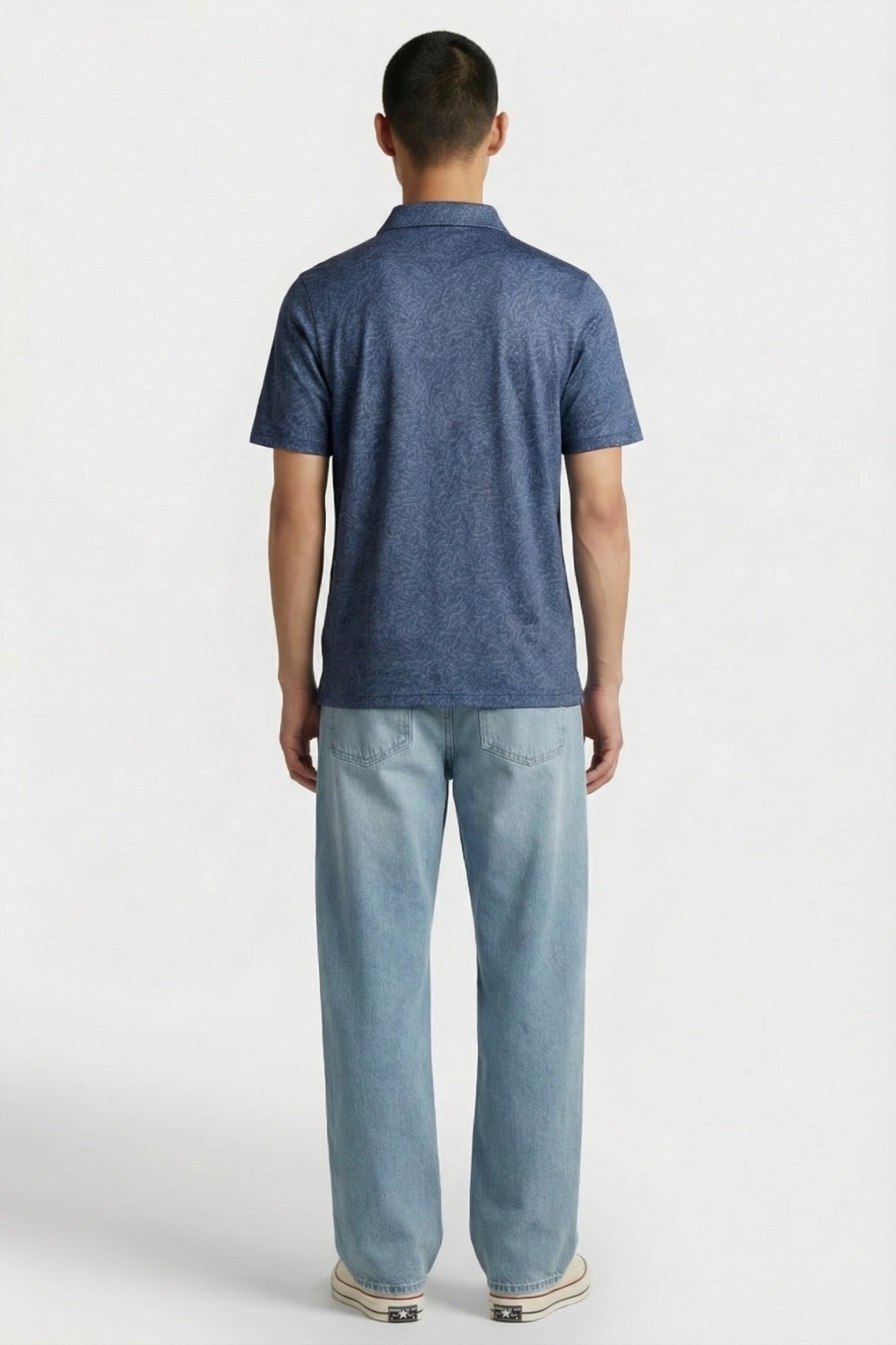 GOLF MICRO CONTOUR PRINTED POLO SHIRT RYDER BLUE 2