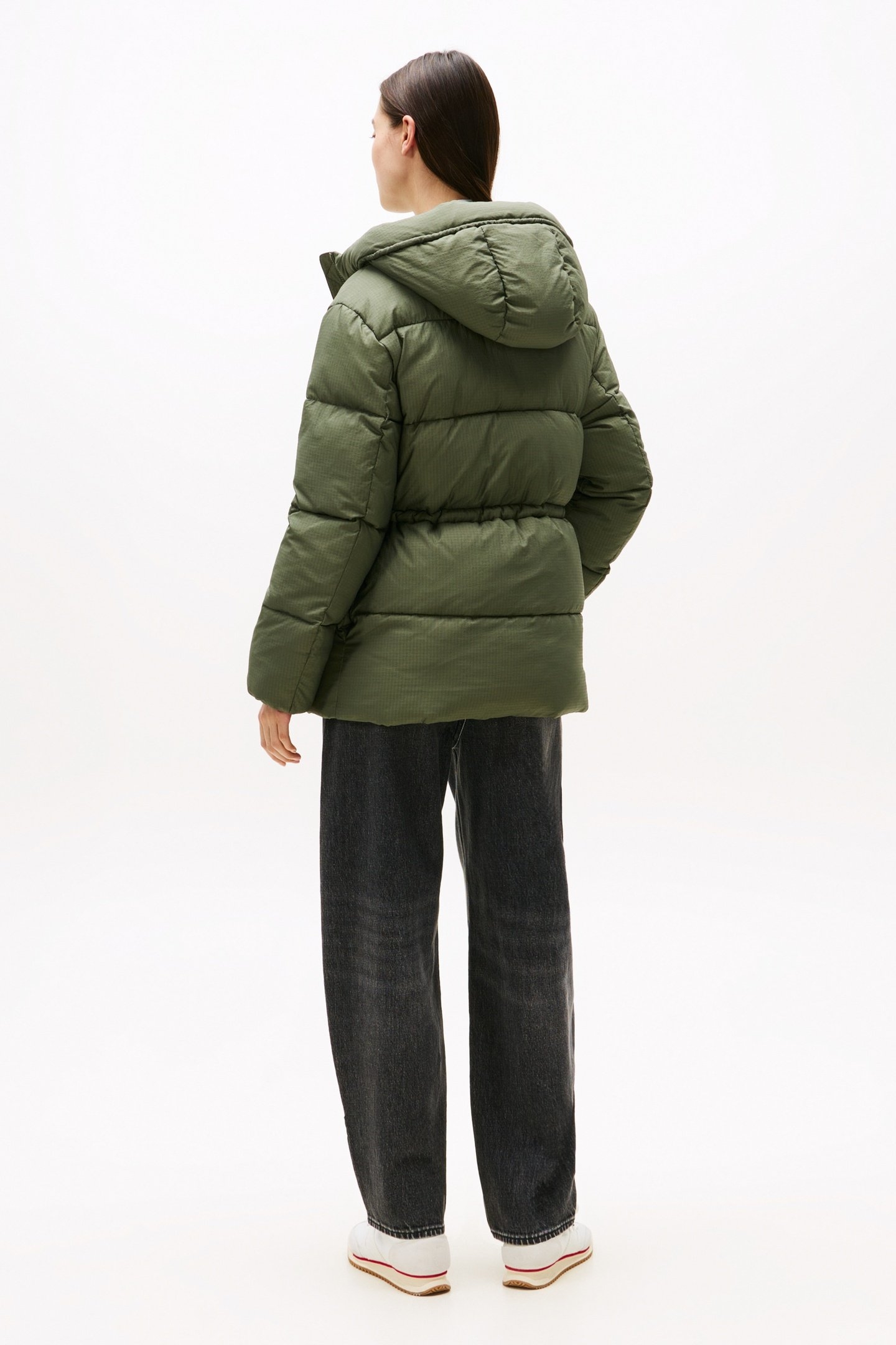 HOODED MIDI PUFFER JACKET PEWTER GREEN 3