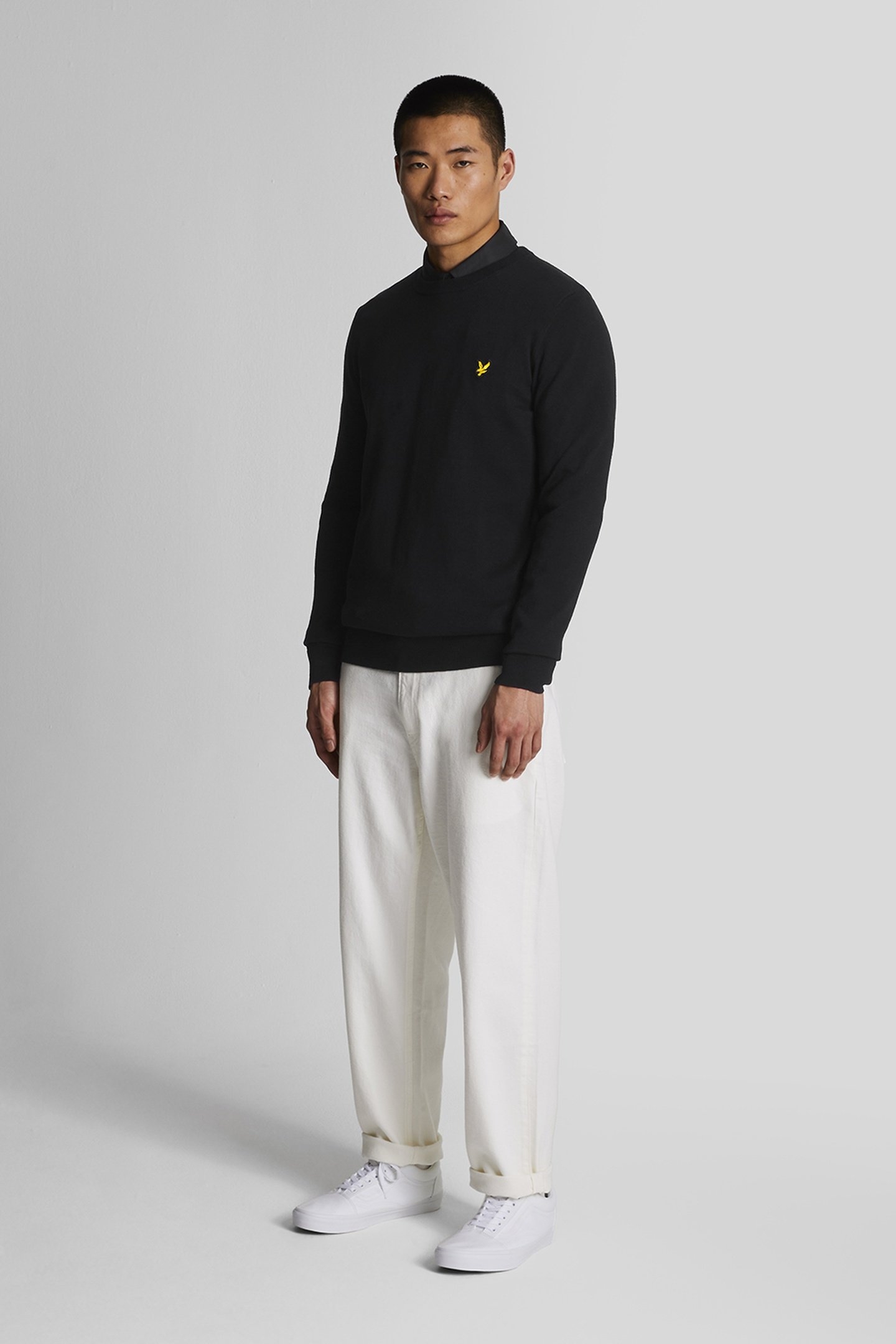 COTTON CREW NECK JUMPER JET BLACK 2