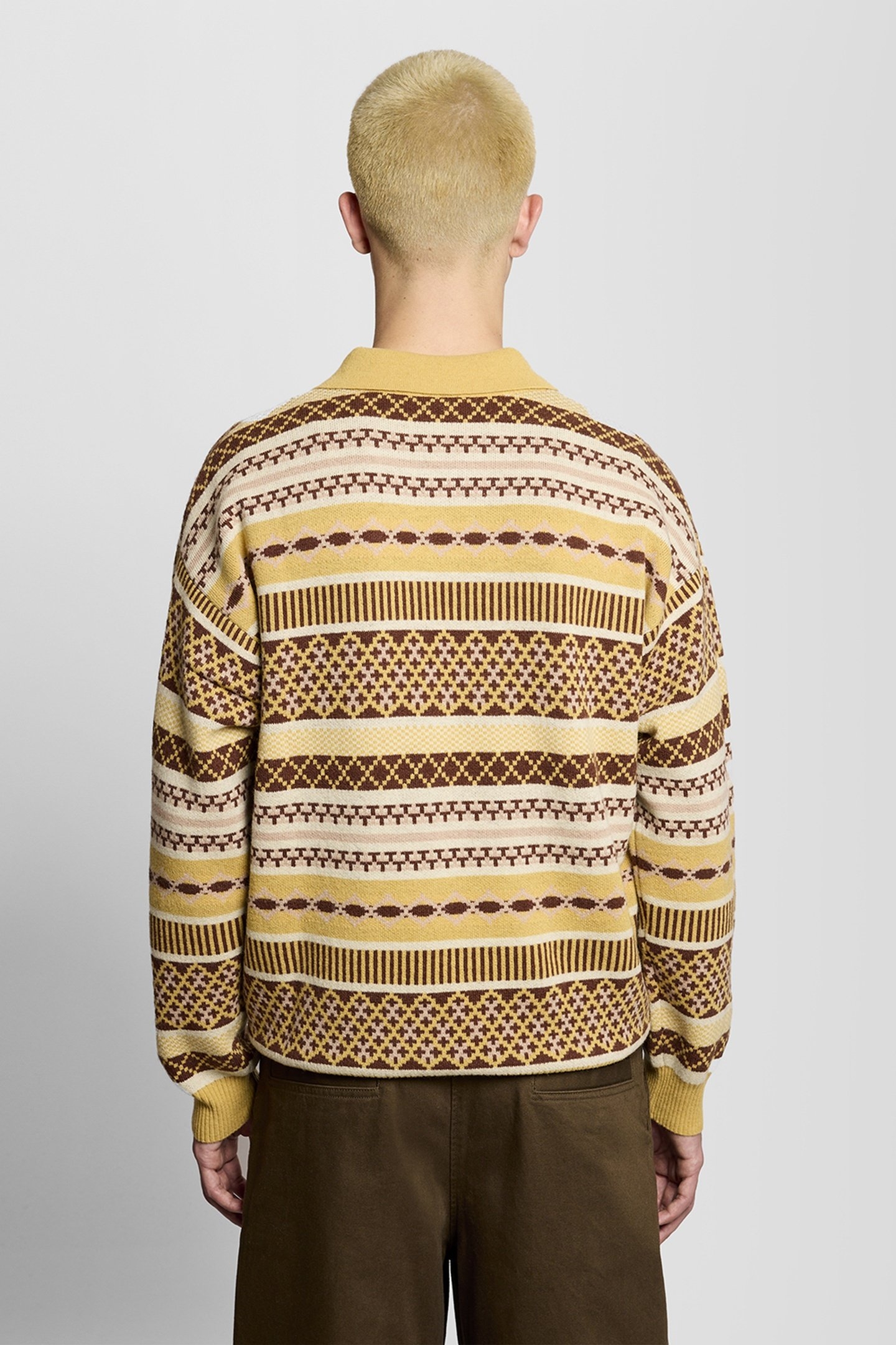 FAIR ISLE KNITTED POLO SHIRT BRASS 3