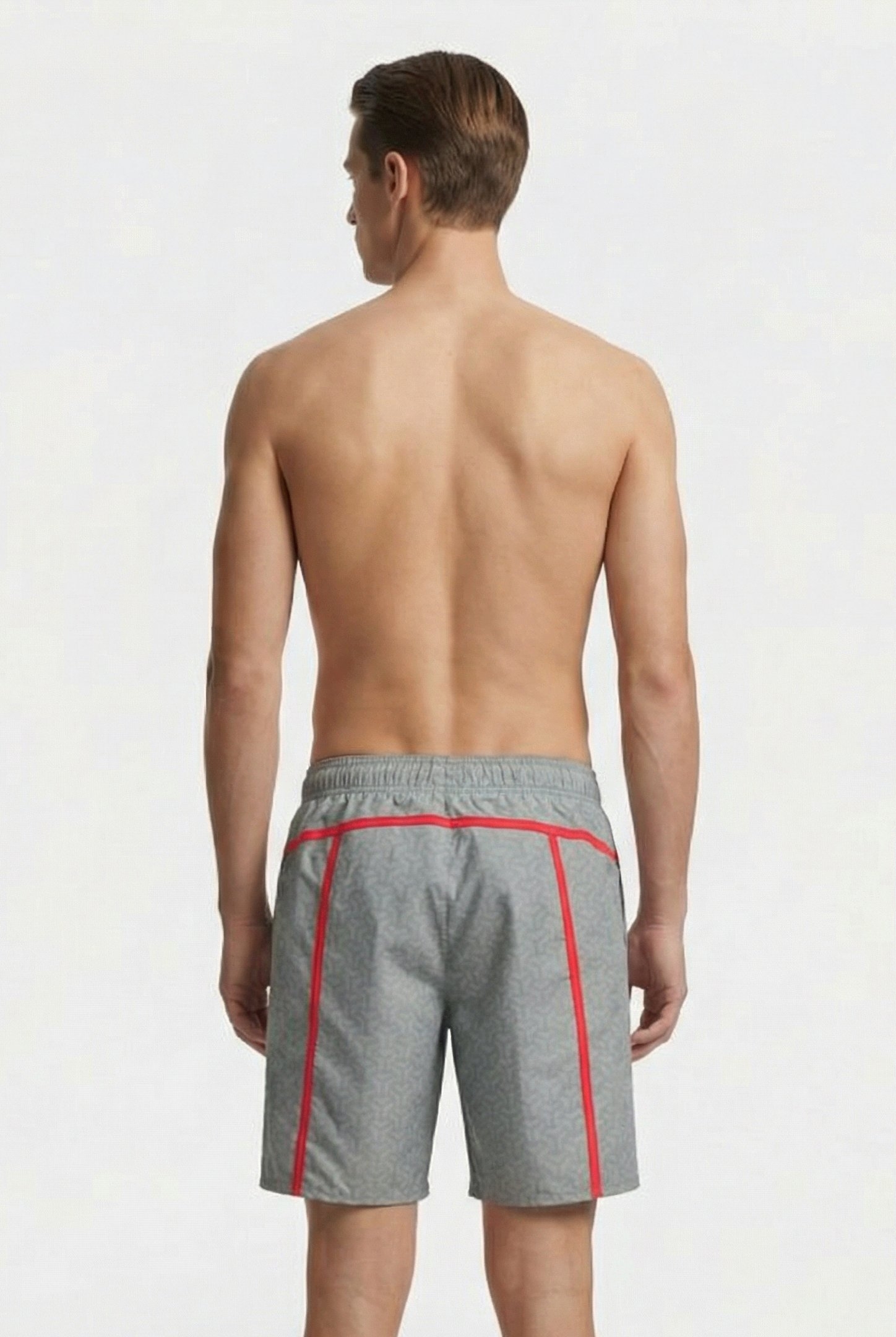 MEN'S ARENA PRO_FILE BEACH BERMUDA PRINT JADE-FLUO RED 2