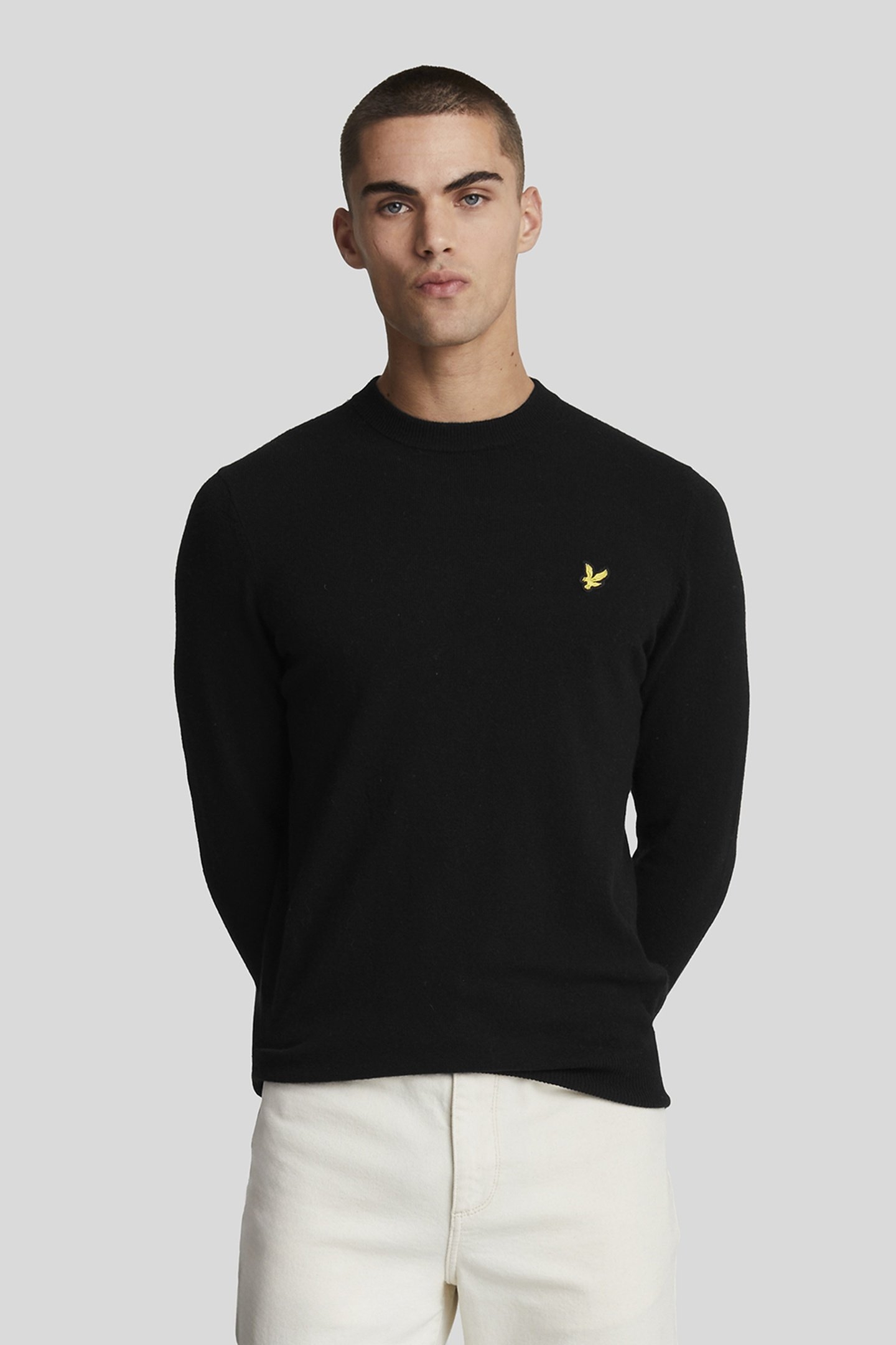 LAMBSWOOL BLEND CREW NECK JUMPER JET BLACK MARL 2
