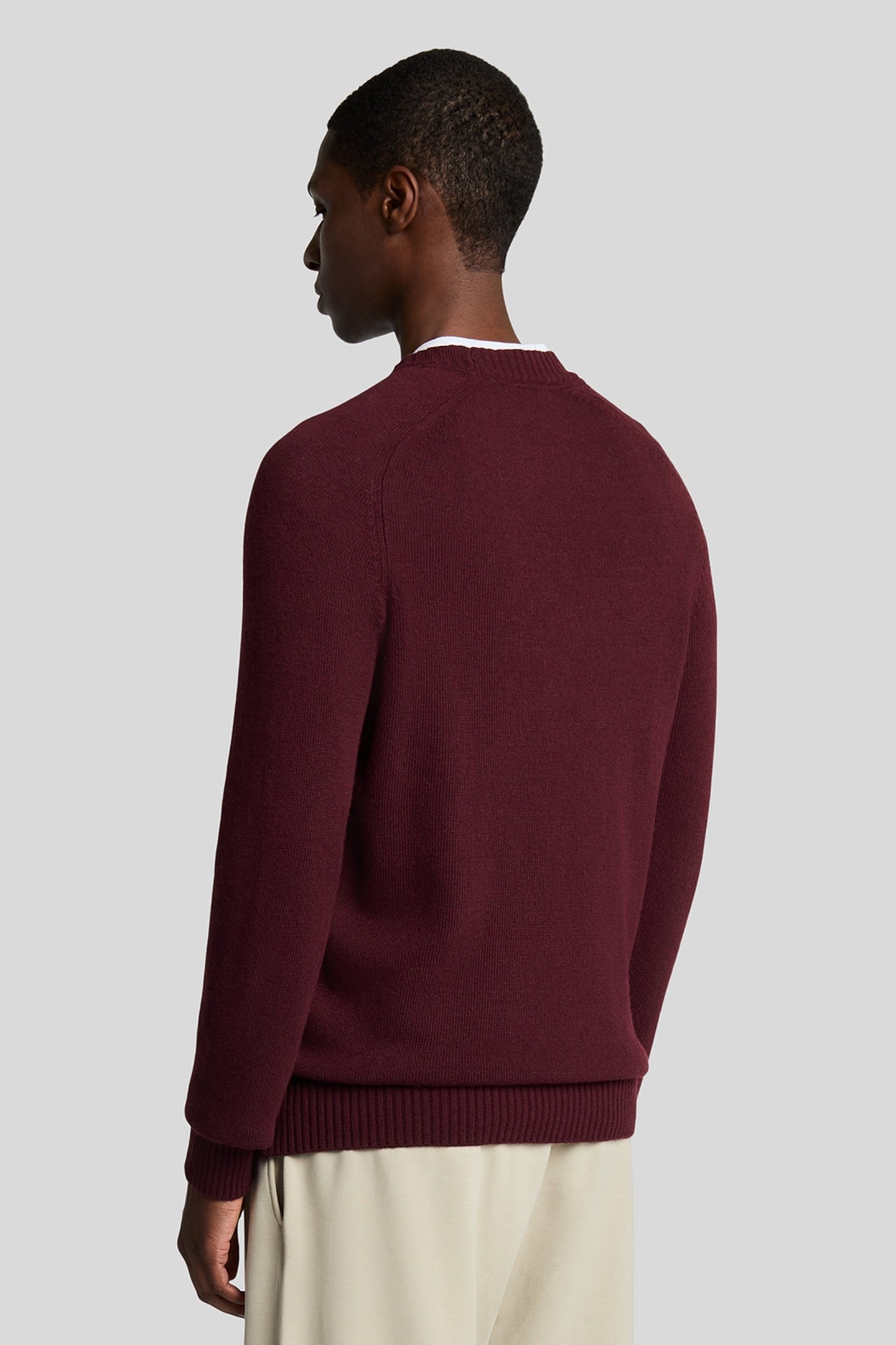 SADDLE SLEEVE CREW NECK JUMPER BURGUNDY HEATHER 3