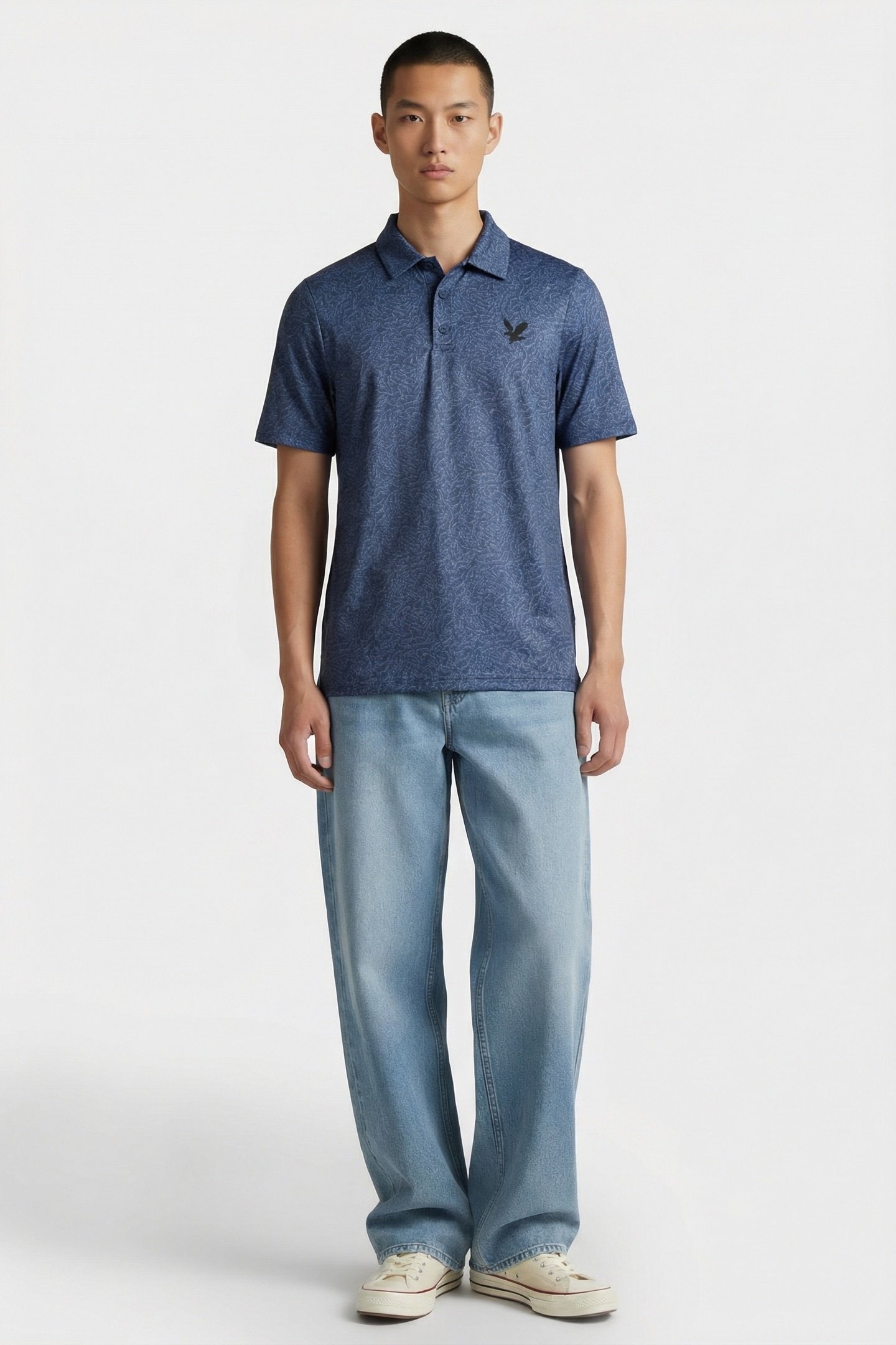 GOLF MICRO CONTOUR PRINTED POLO SHIRT RYDER BLUE 1