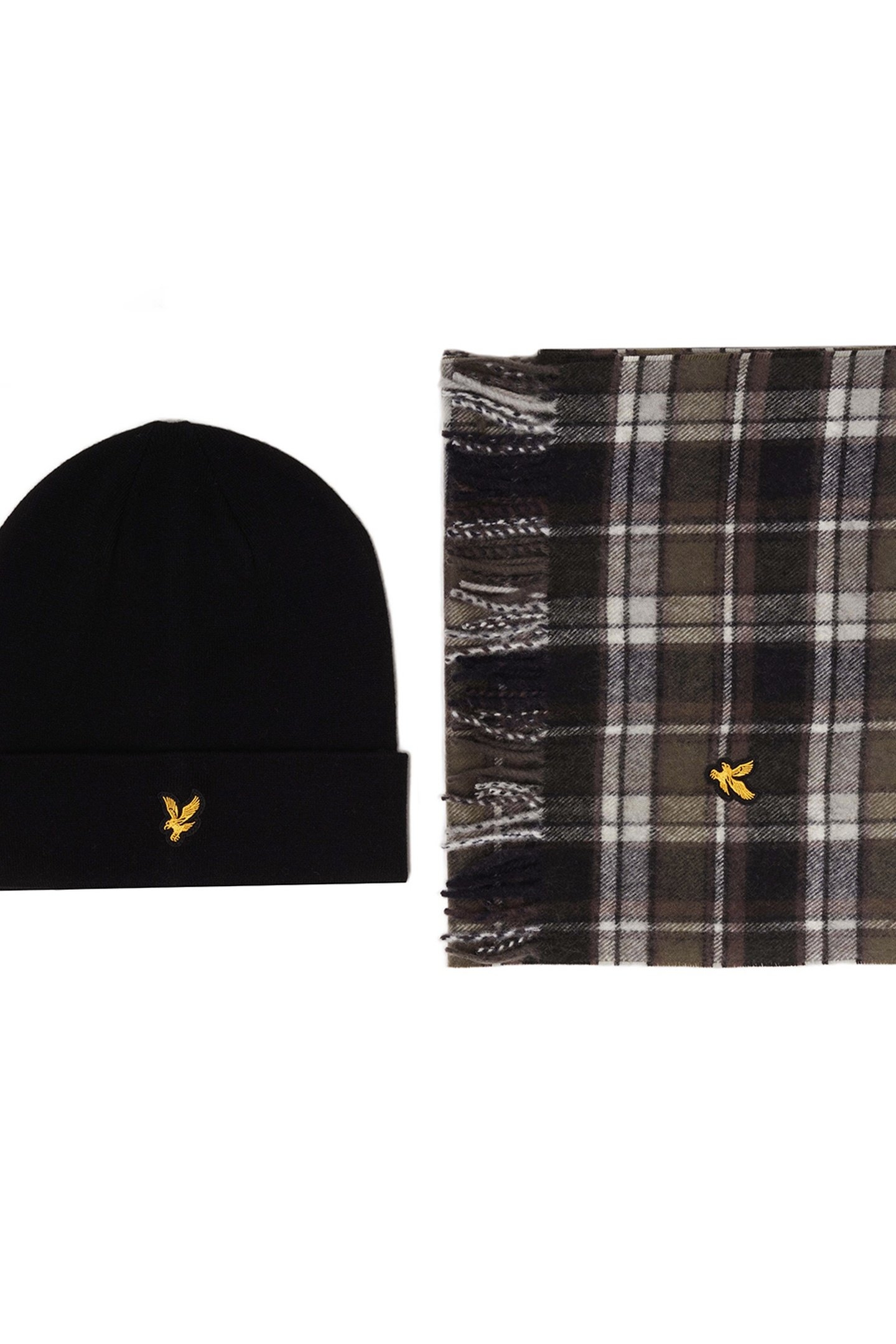 LAMBSWOOL BLEND SCARF AND BEANIE SET JET BLACK 1