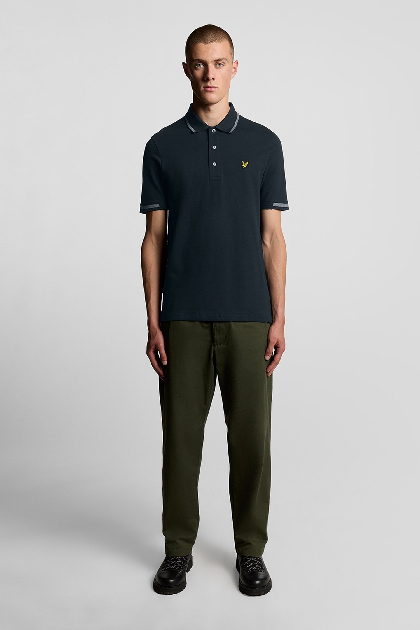 BIRDSEYE HALF TIPPED POLO DARK NAVY/ASH LILAC 1