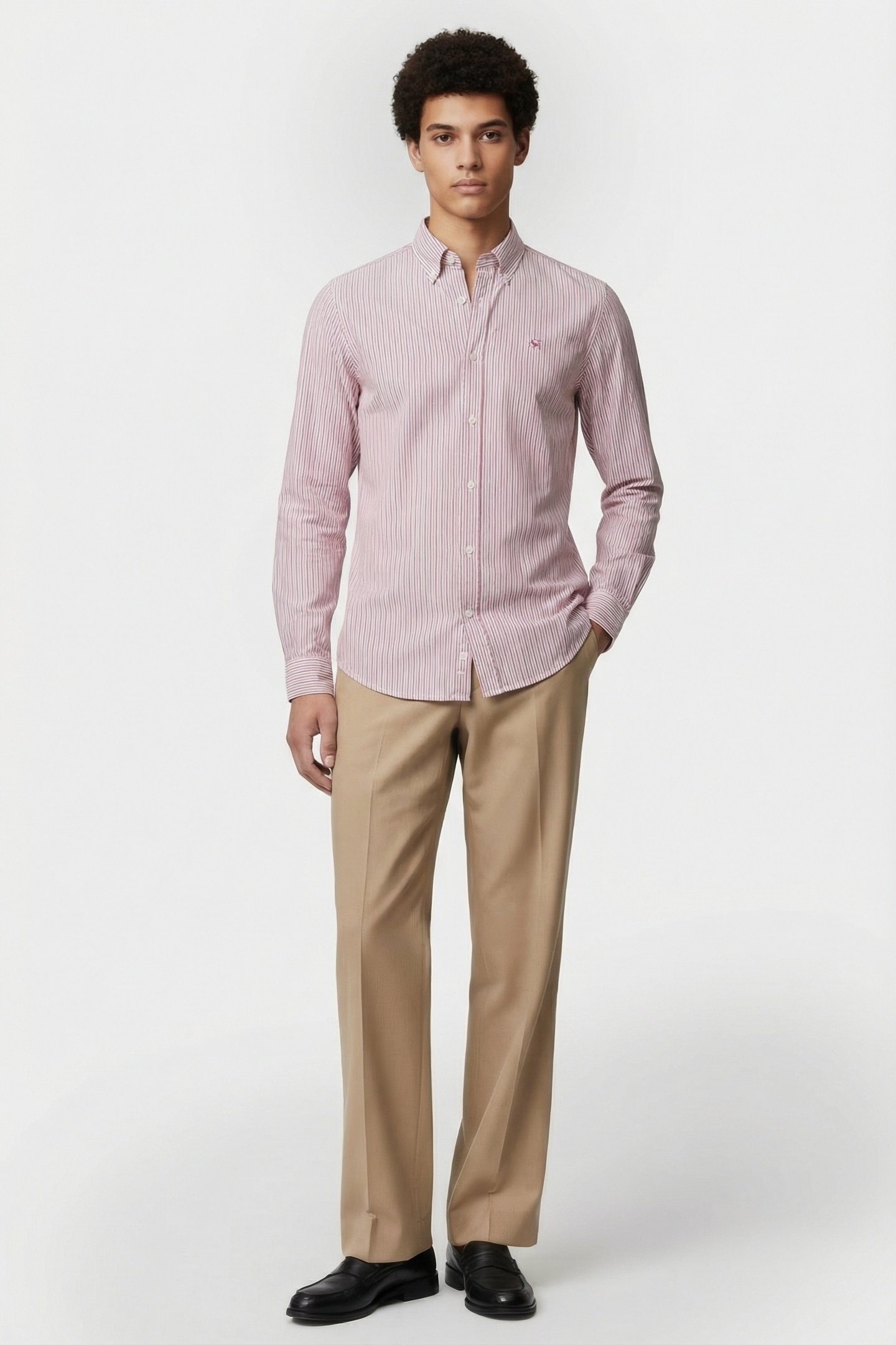 ESSENTIAL STRIPE POPLIN SHIRT MYSTIC PINK WHITE STRIPE 1