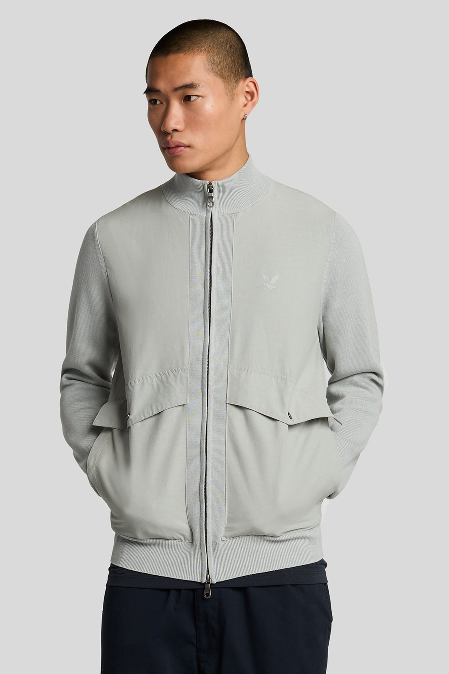 MILANO HYBRID FULL ZIP KNITTED JACKET GREY MIRAGE 1