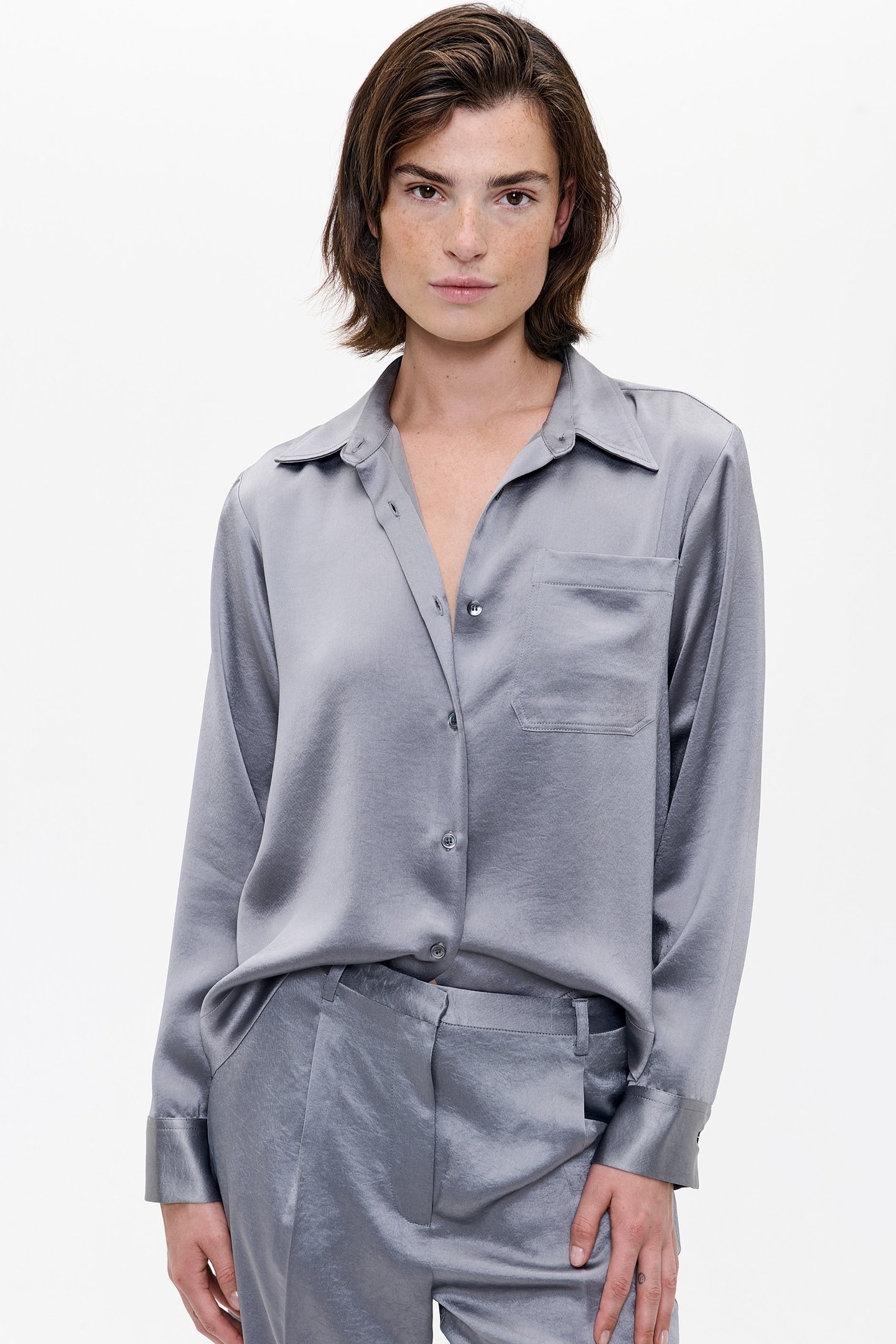 SATIN SHIRT SILVER MINK 1