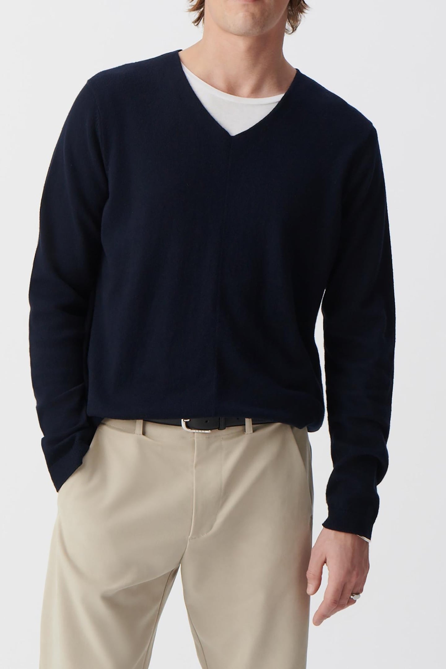 NAVY COTTON CASHMERE KNIT SWEATER 2