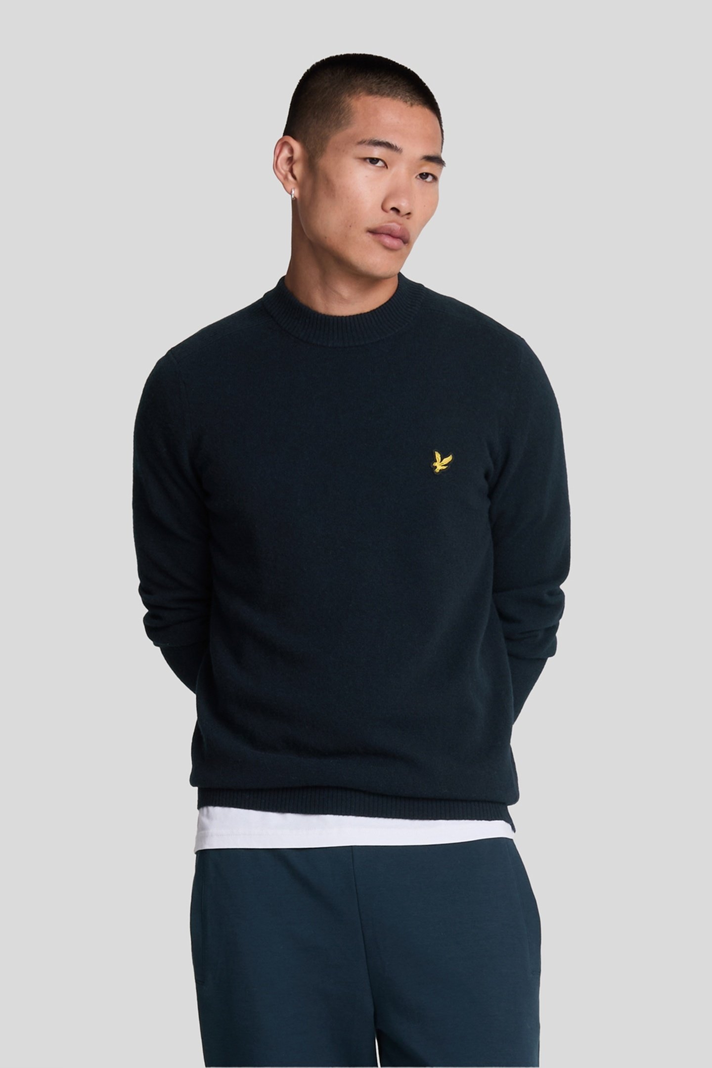 LAMBSWOOL BLEND MOCK NECK JUMPER DARK NAVY 1