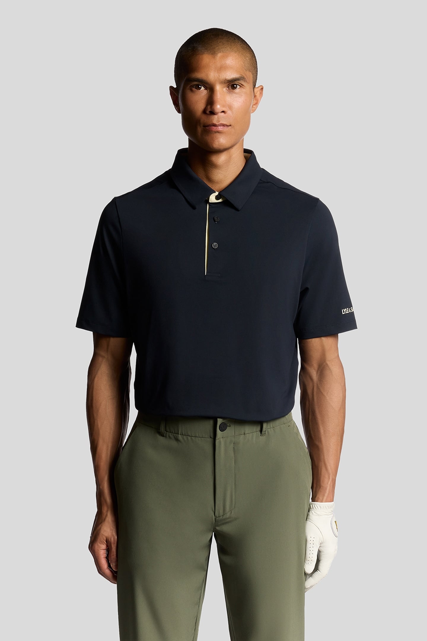 GOLF SHANK BUTTON POLO SHIRT DARK NAVY/SUNRISE YELLOW 1