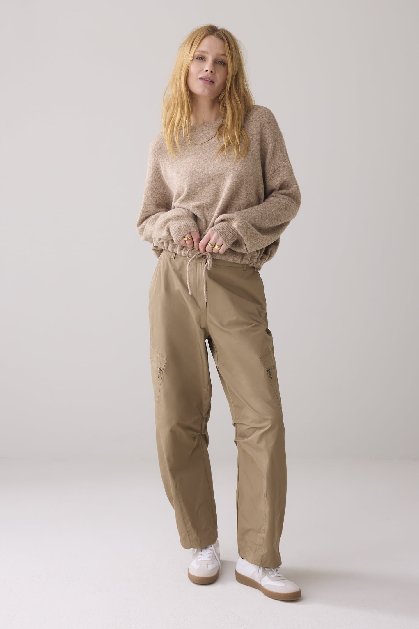 PUFF SLEEVE SWEATER WOOL ELASTANE BLEND KNIT KHAKI 2