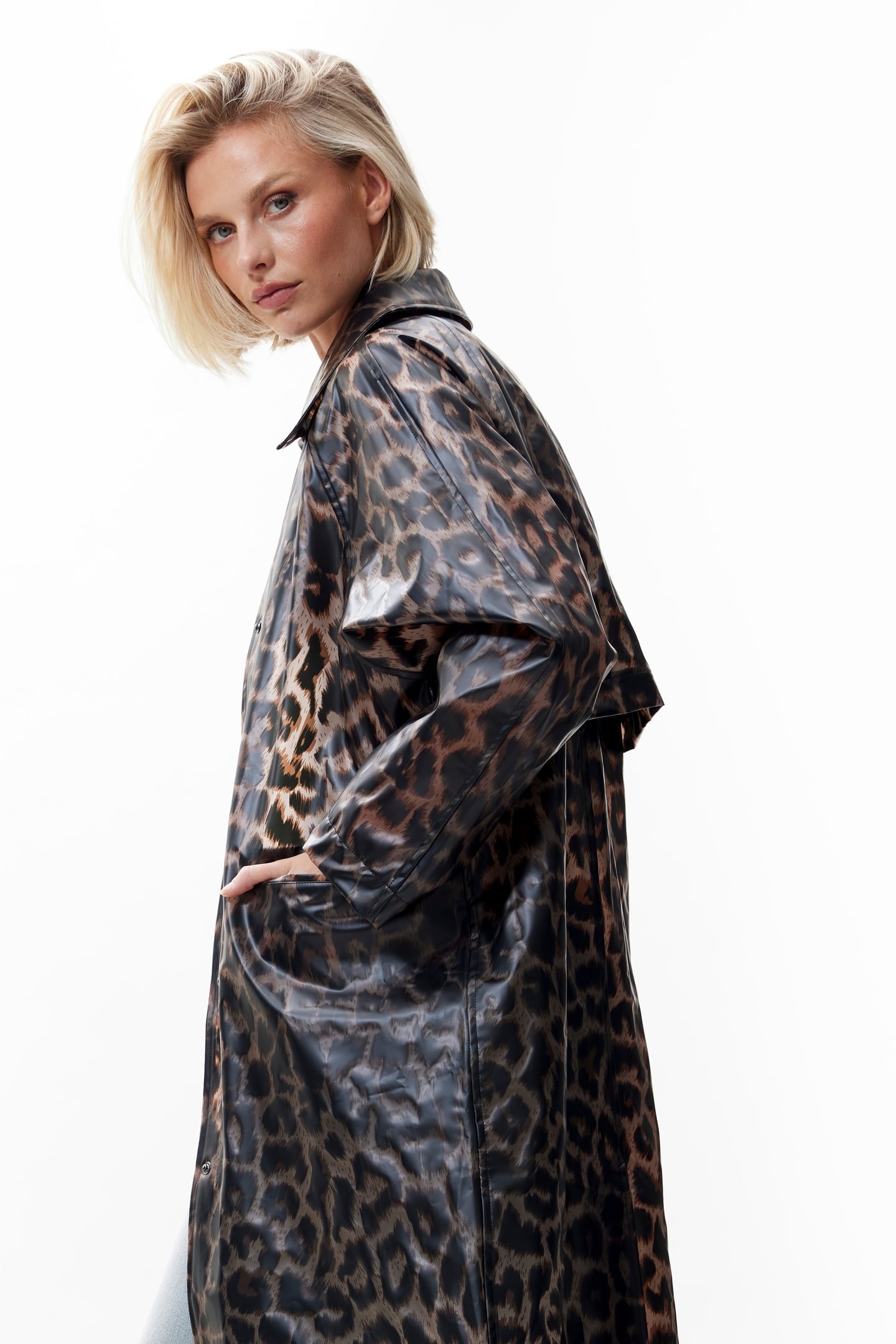 LEOPARD LONG RAINCOAT GREY MORN 4