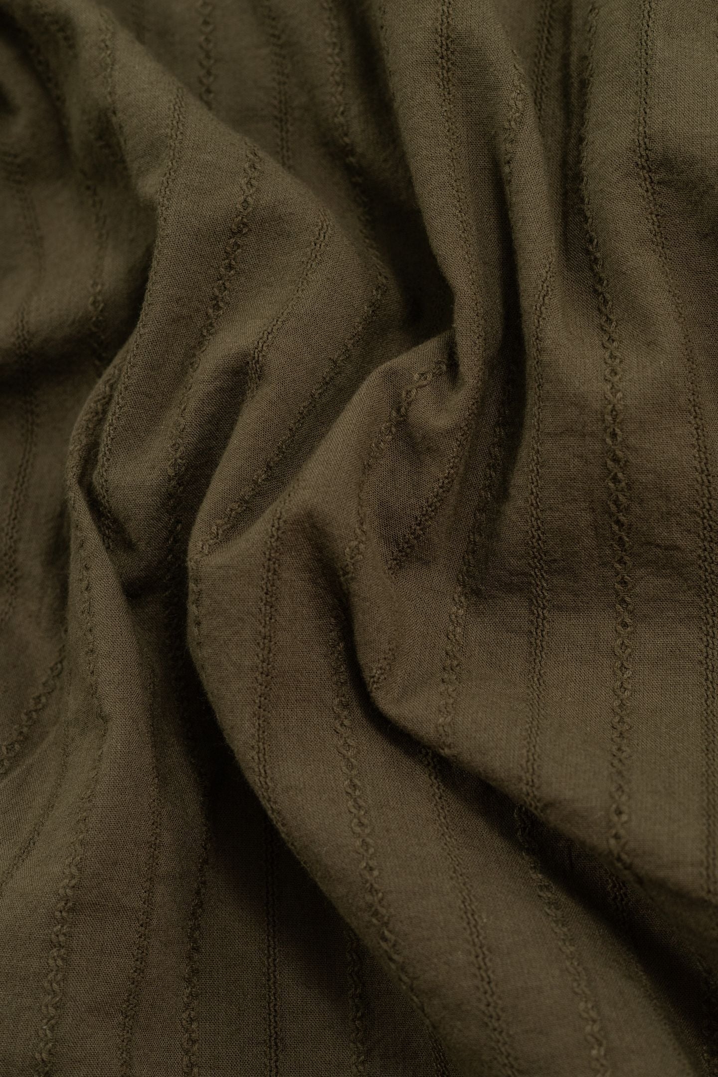 KHAKI ORGANIC COTTON SLIM SHIRT, STRIPED EMBROIDERY 7