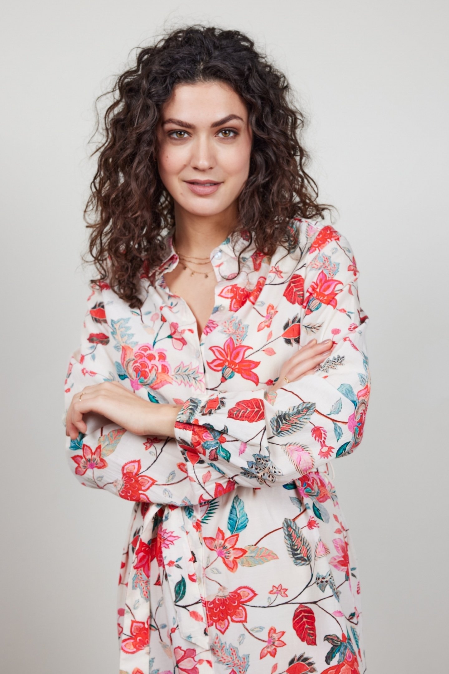 TUNIC PRECIOUS IN OFFWHITE WITH INDIAN FLOWER PRINT 5