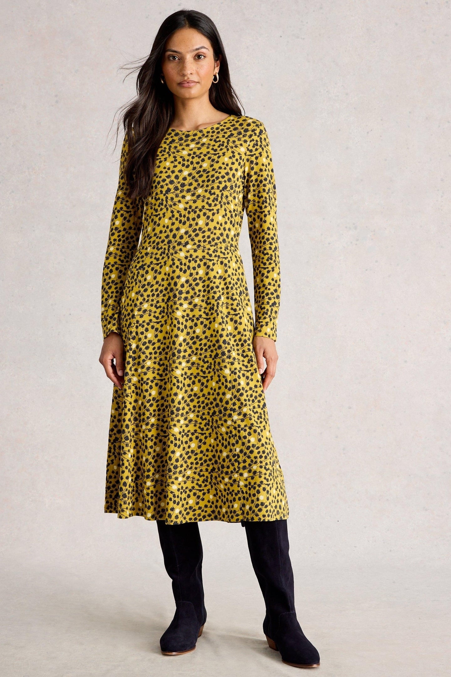 MADELINE JERSEY DRESS CHARTREUSE MULTI 1