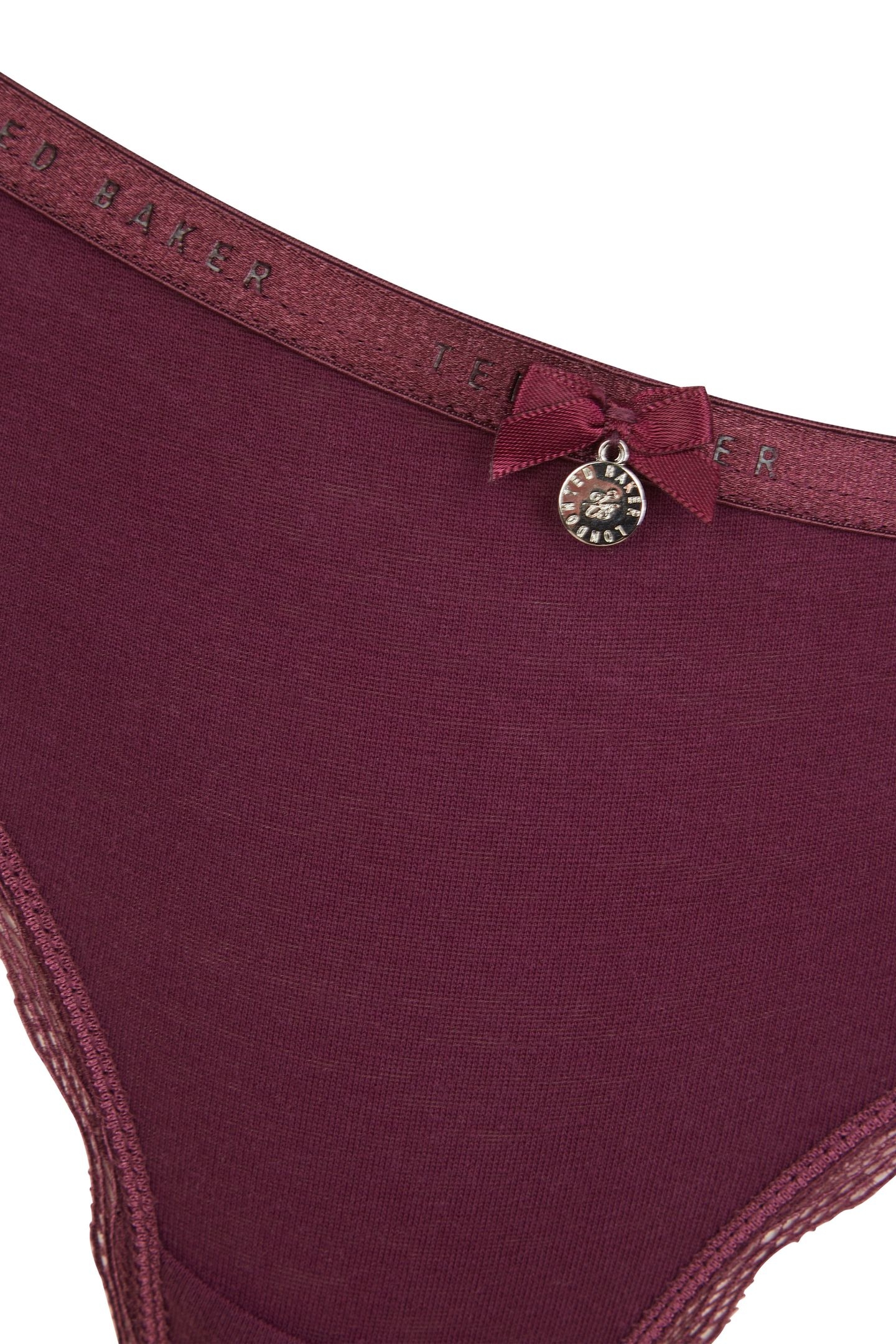 HARRIOT 3PK PLAIN BRIEF WITH LACE TRIM MAUVE WINE/ WISTFUL M 8