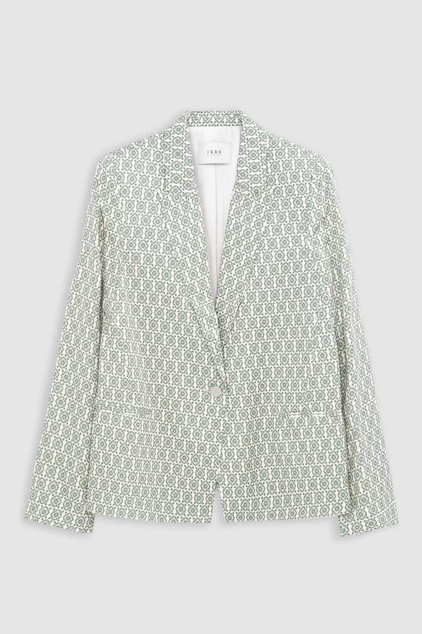 GREEN SUIT JACKET WITH ETHNIC PRINT 1