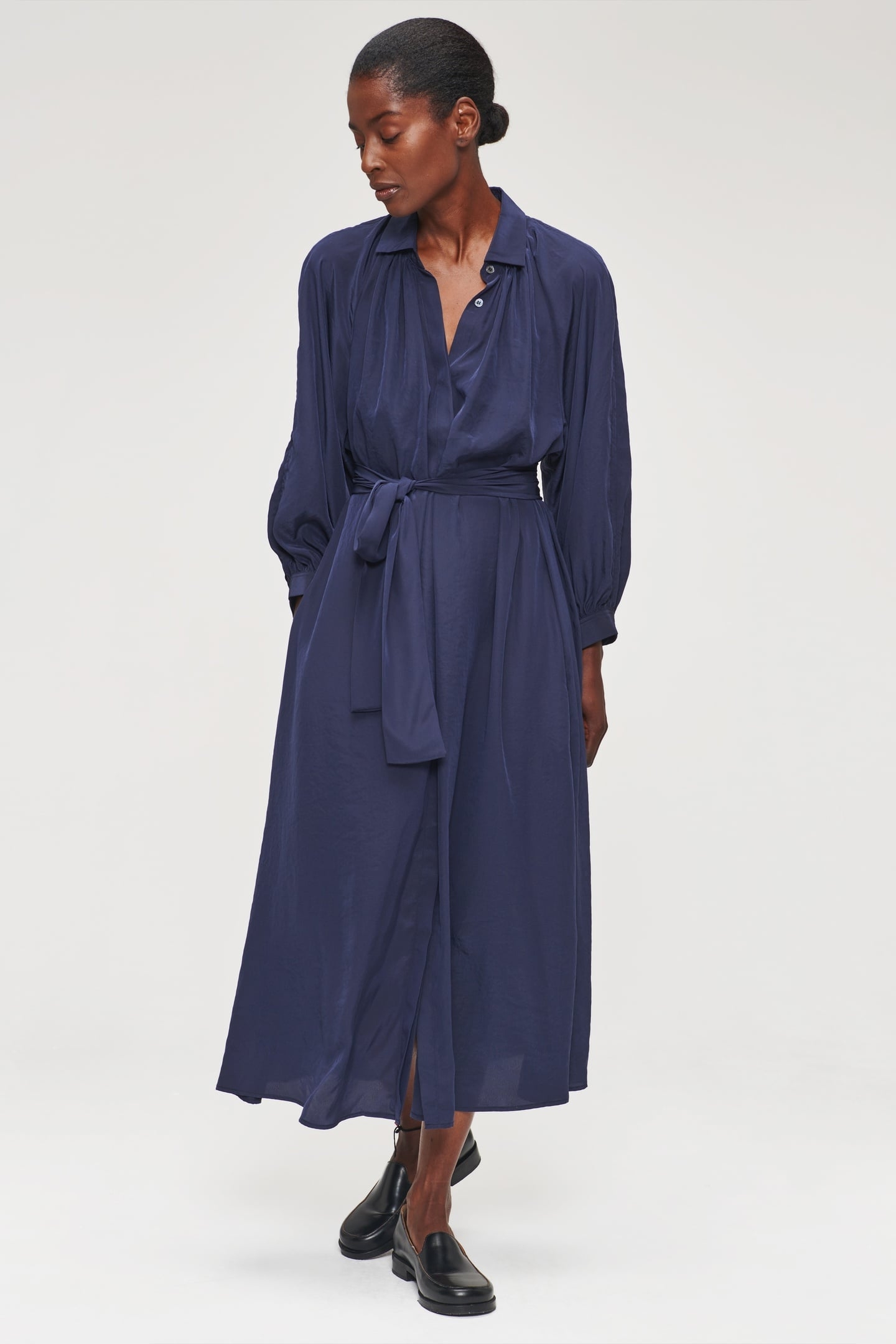 TECHNOSILK GATHERED DRESS INK BLUE 2