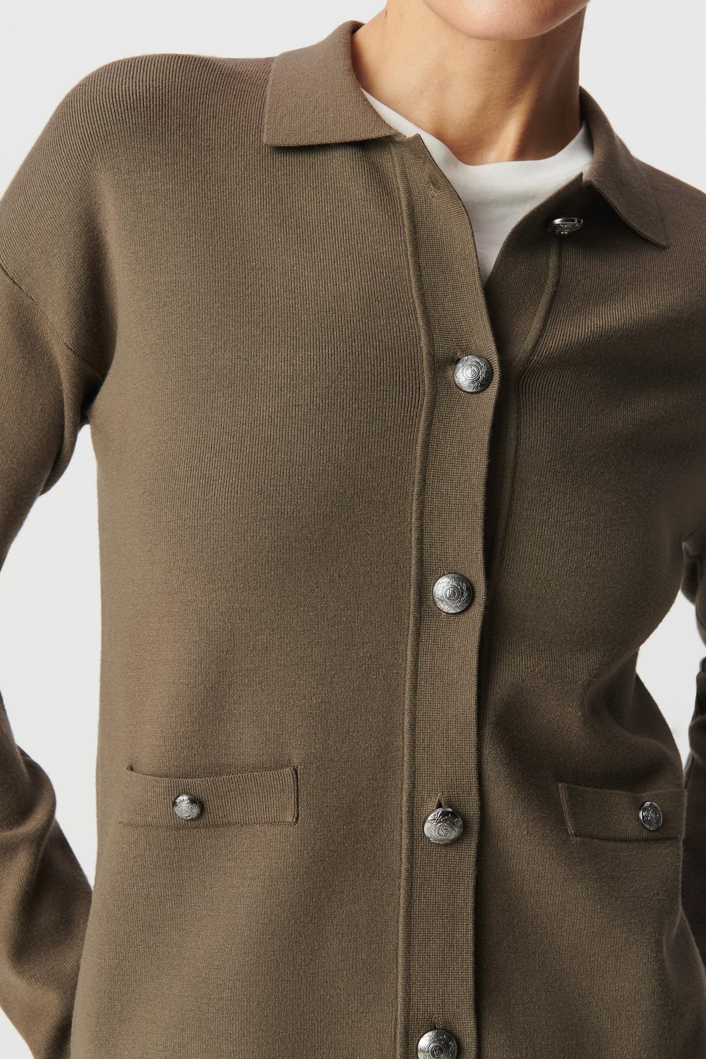 CARDIGAN KHAKI KNIT SPIRIT JACKET WOMEN 4