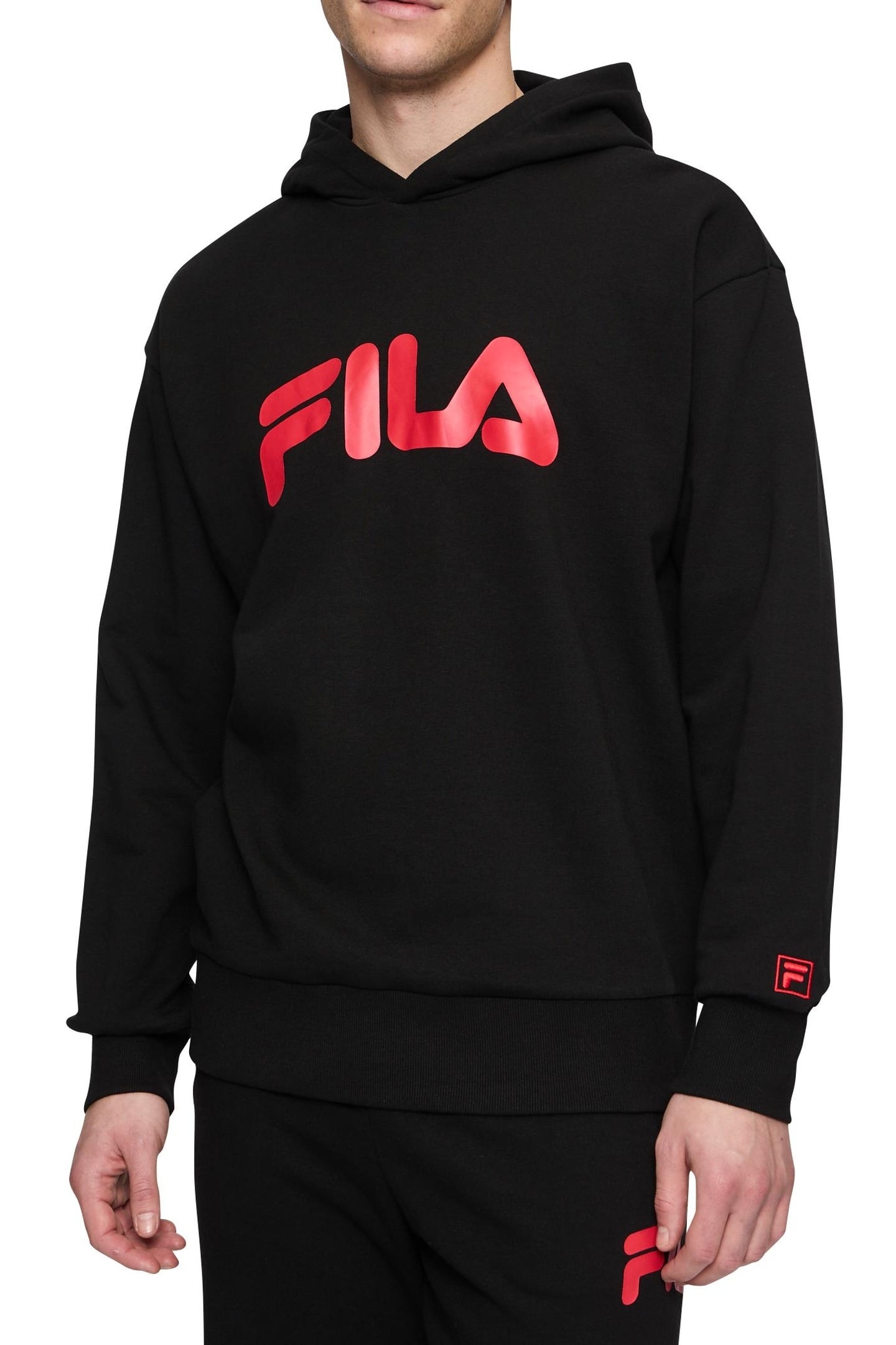 LANDOGNE LOOSE HOODIE BLACK-TRUE RED 1
