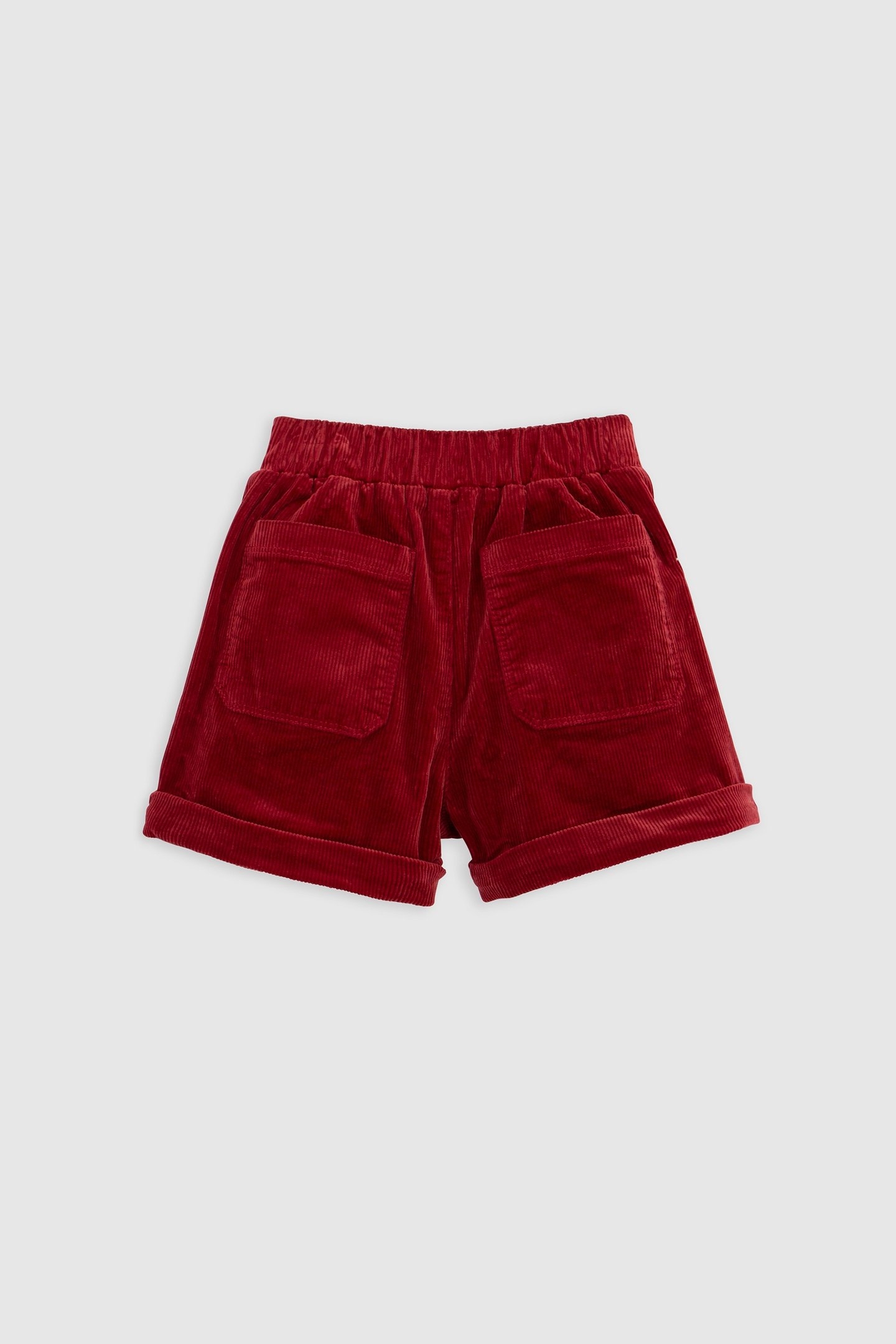 GIRLS' BURGUNDY CORDUROY SHORTS WITH BOW AND BELT 2
