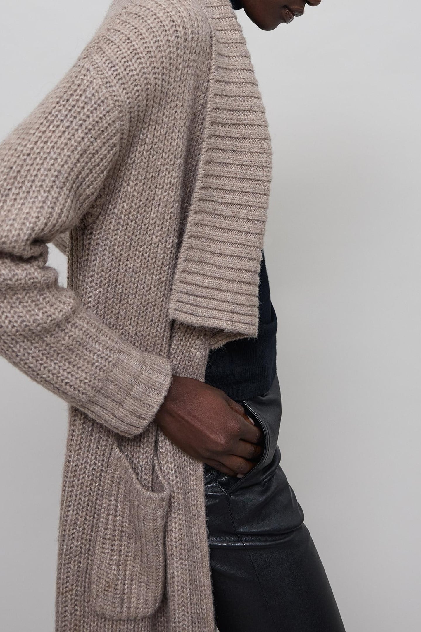 LONG BEIGE KNITTED CARDIGAN 5