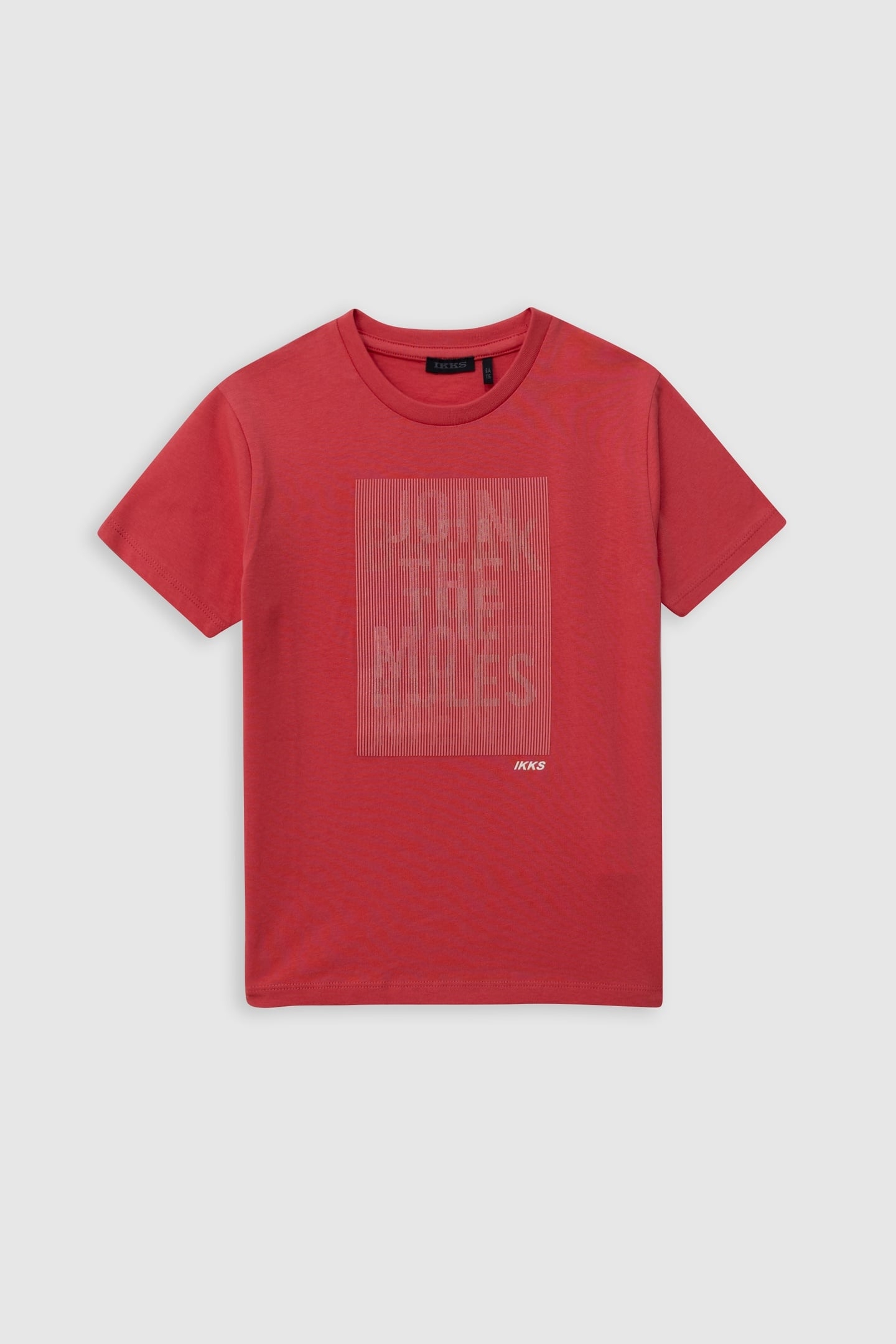 RED ORGANIC COTTON T-SHIRT WITH STRIPES ON MESSAGE 1