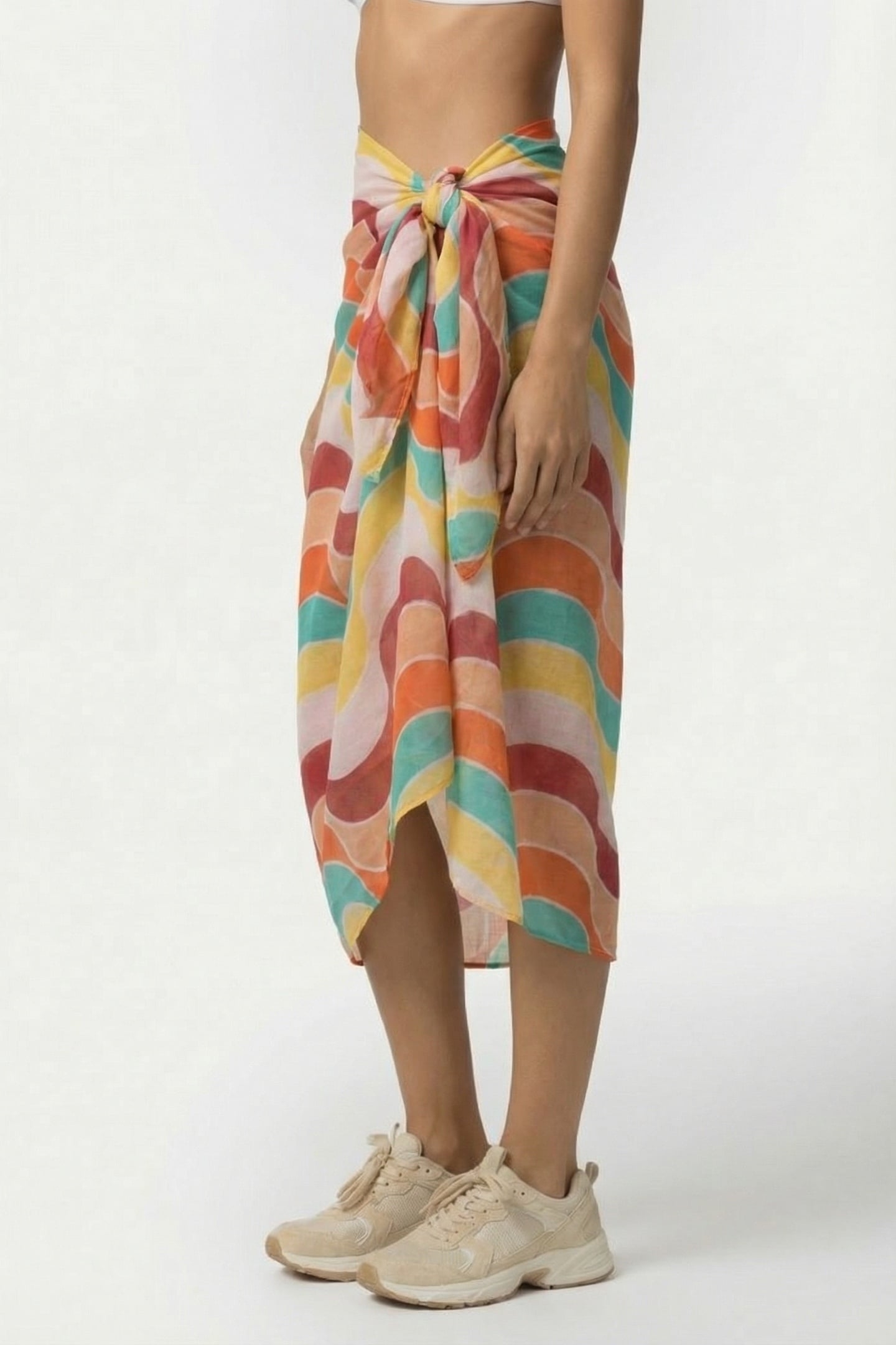 ALMA - PINK SARONG WITH ART DECO COLOR PATTERNS 3