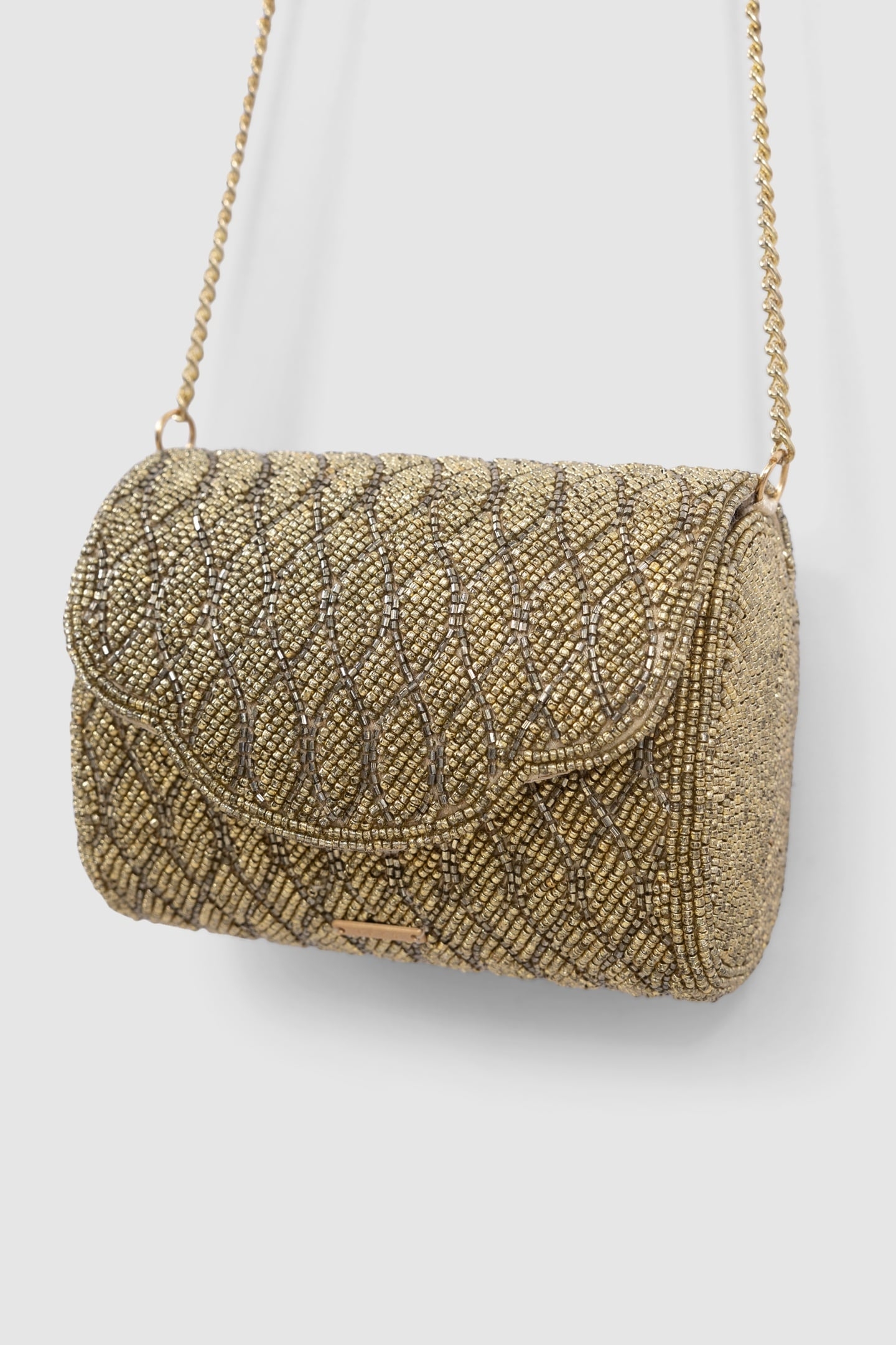 PEARL-EMBROIDERED GOLD HANDBAG 2