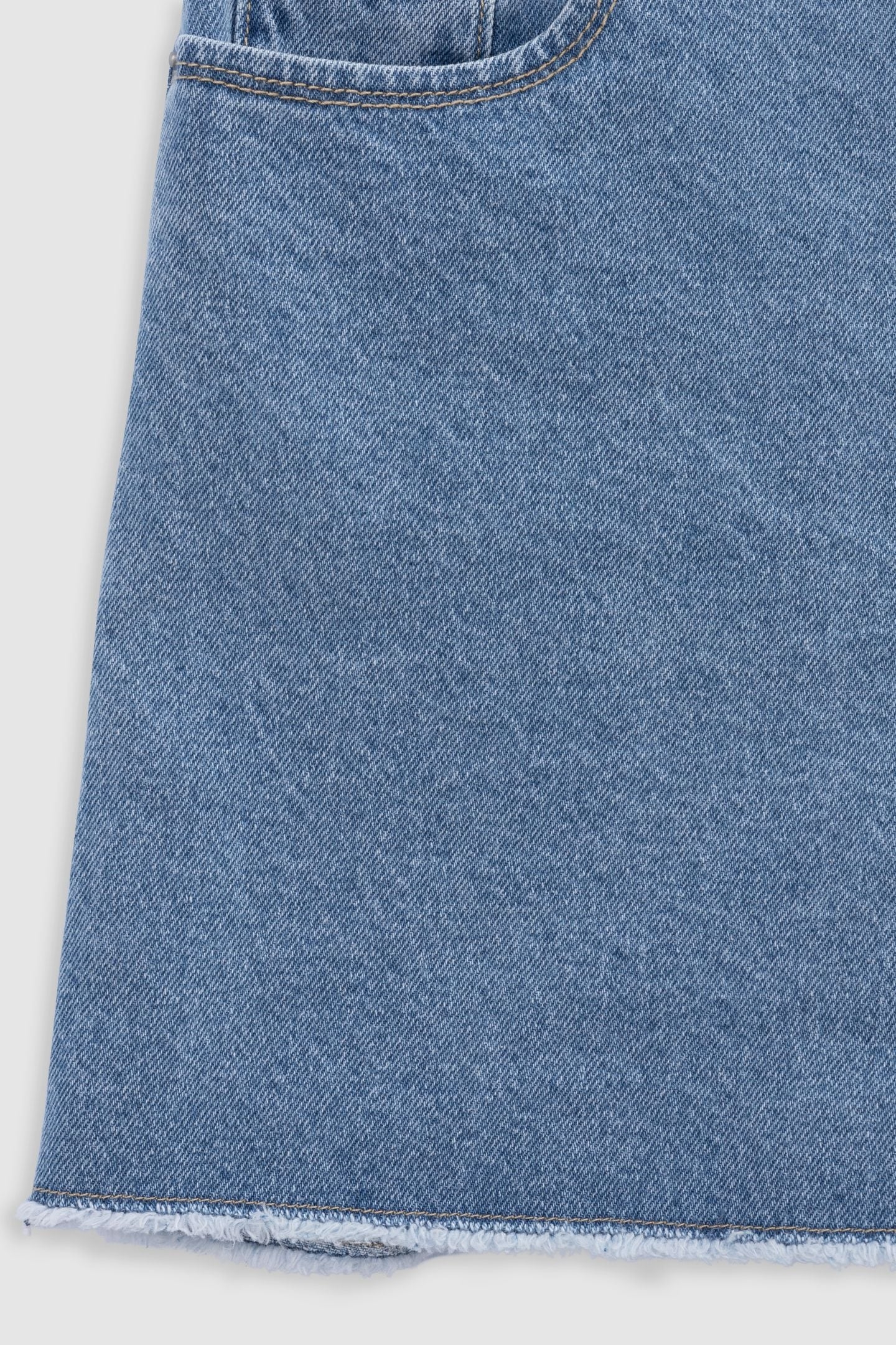 BLUE DENIM SHORTS WITH FRINGED EDGES 4