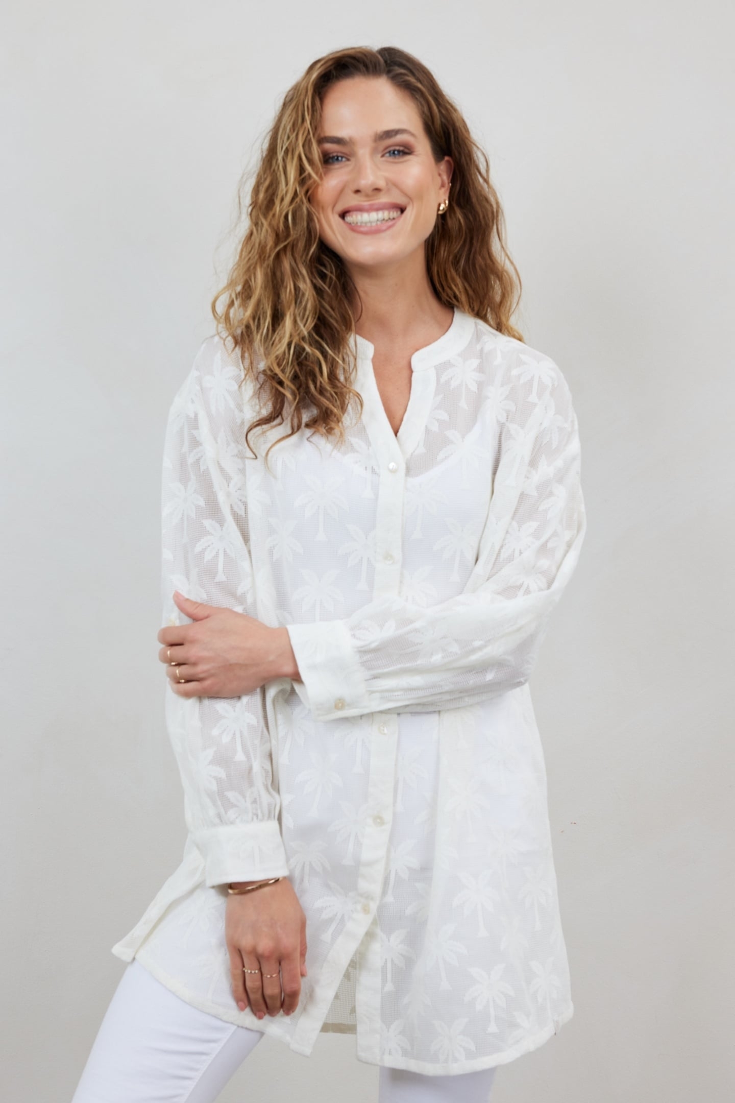 TUNIC PALM JACQUARD IN SNOW WHITE 1