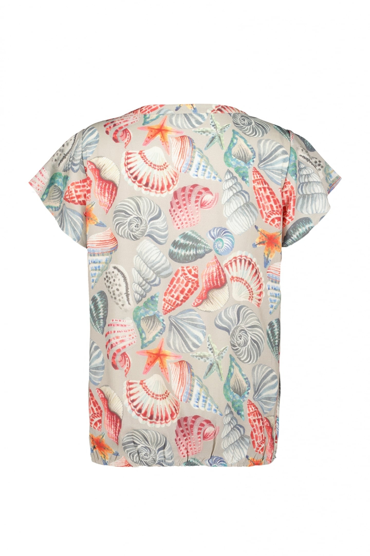 BLOUSE S/S FLARE IN FEATHER GREY WITH OCEAN TREASURE 5