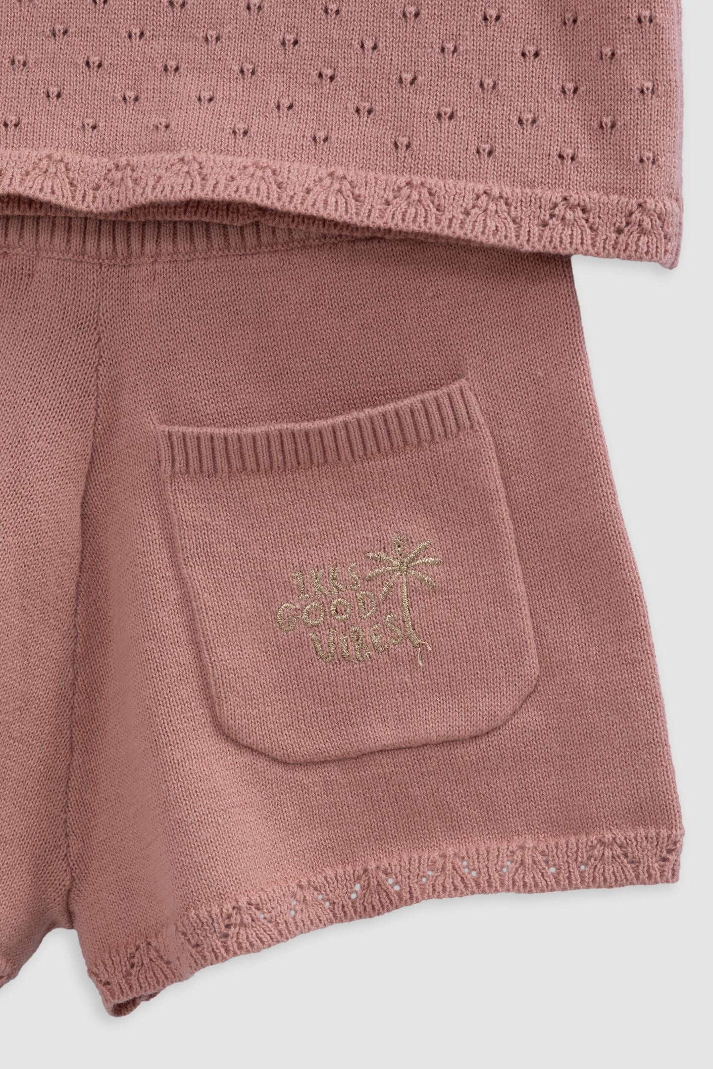 SHORTS AND PINK OPENWORK T-SHIRT SET 8