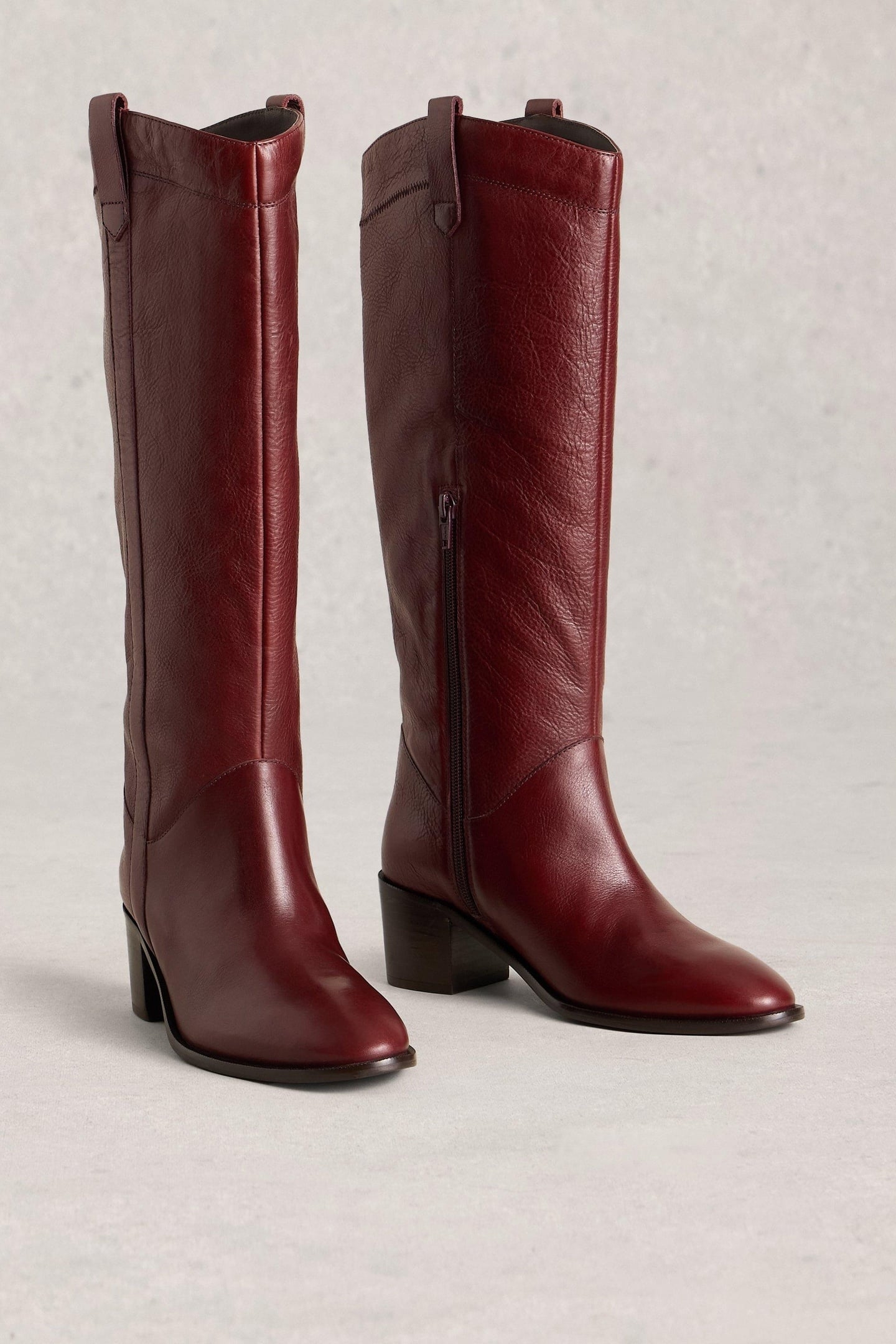 IZZY LEATHER KNEE HIGH BOOT DARK RED 1
