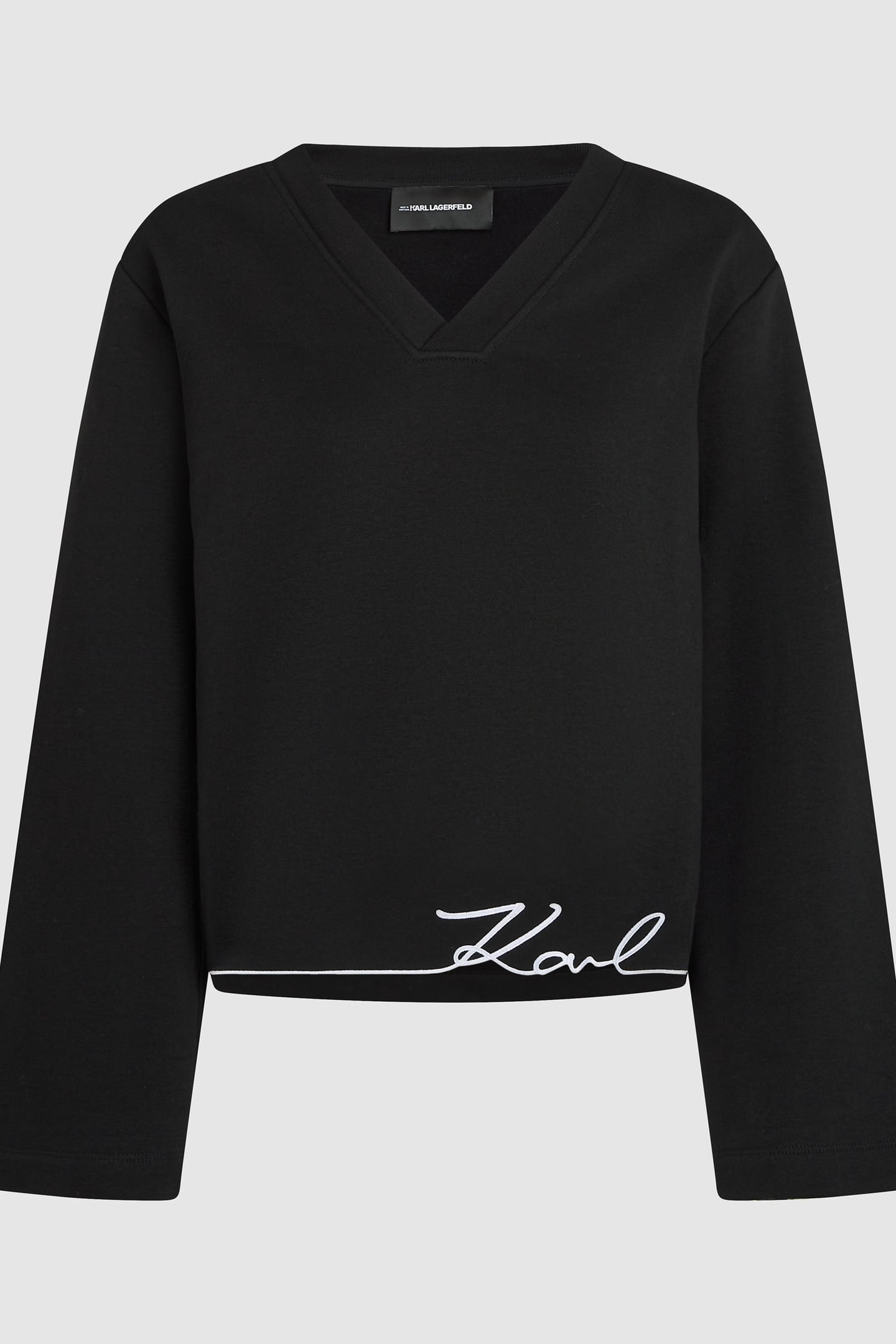 BLACK KARL SIGNATURE HEM V-NK SWEAT 4