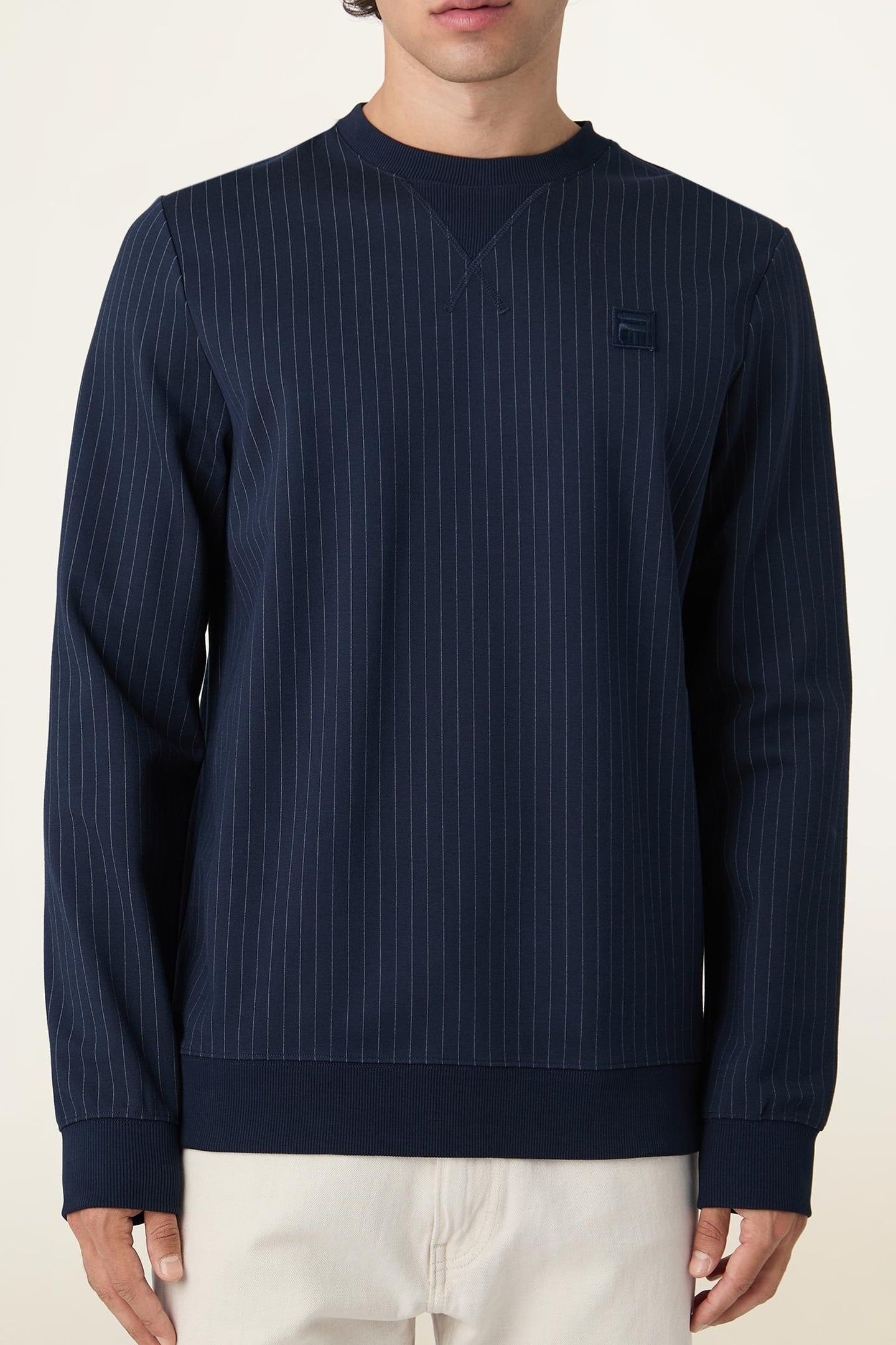 BRERA REGULAR PINSTRIPED CREWNECK SWEATSHIRT BLACK 2