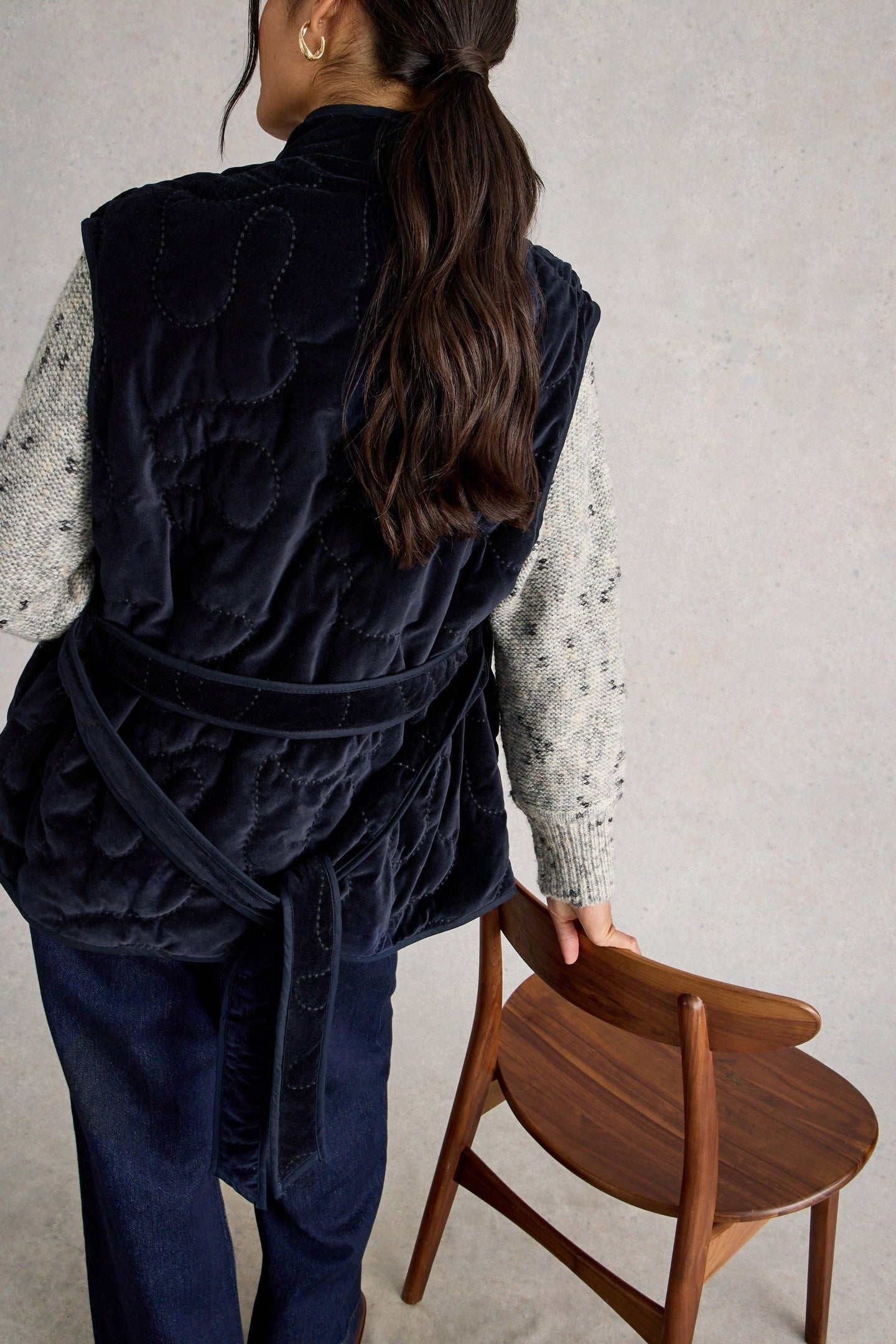 GIGI VELVET QUILTED GILET DARK NAVY 2