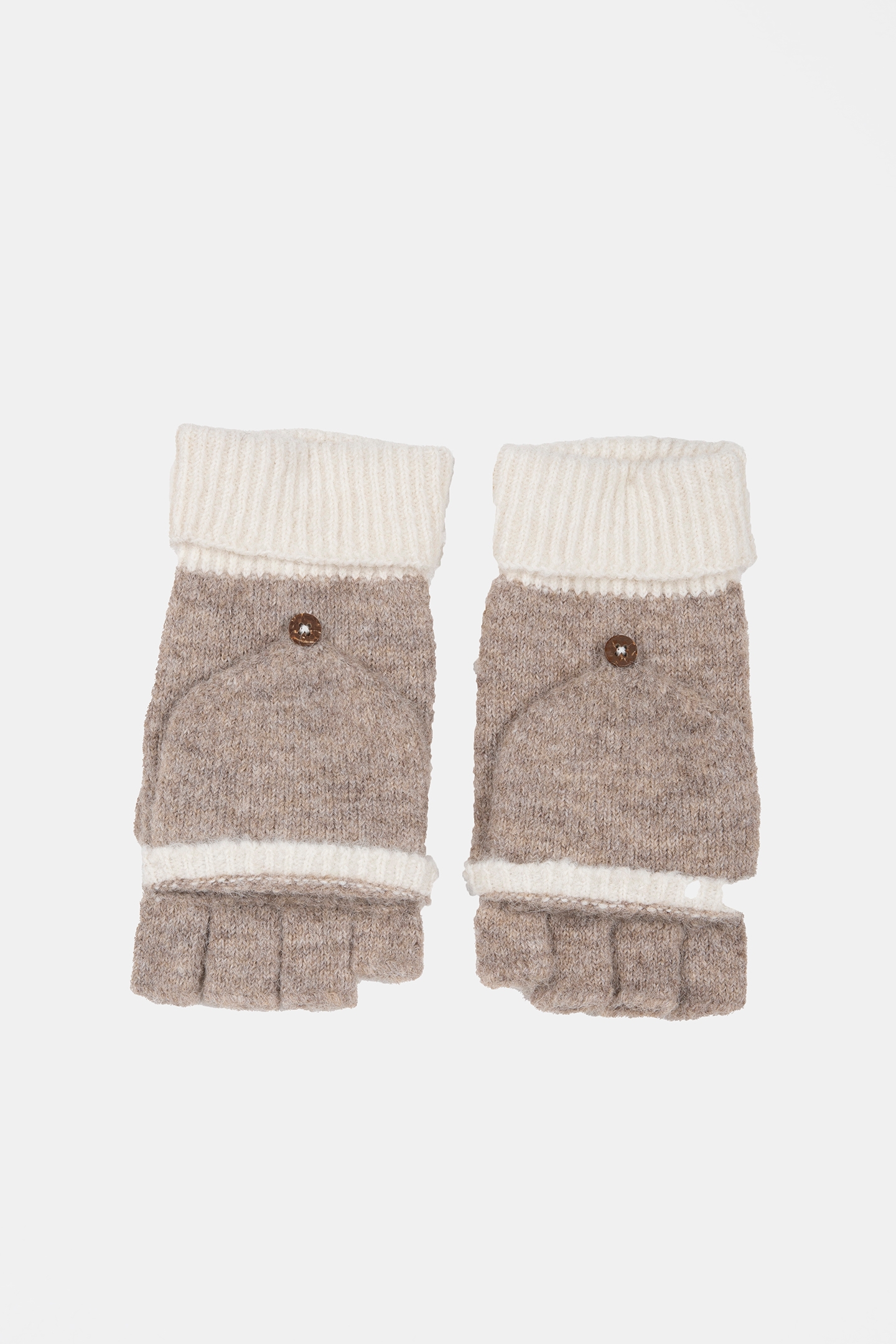 EMMA KNITTED FLIP MITT DARK NATURAL 1