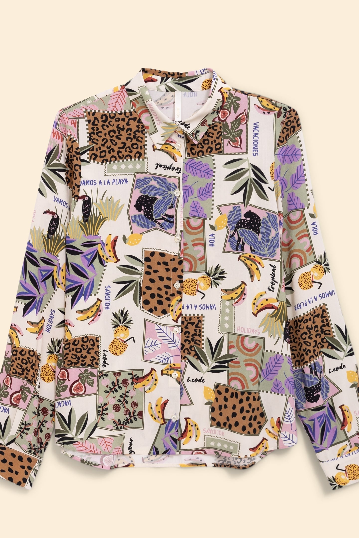BANANA PATCHWORK PRINT SHIRT ECRU 4