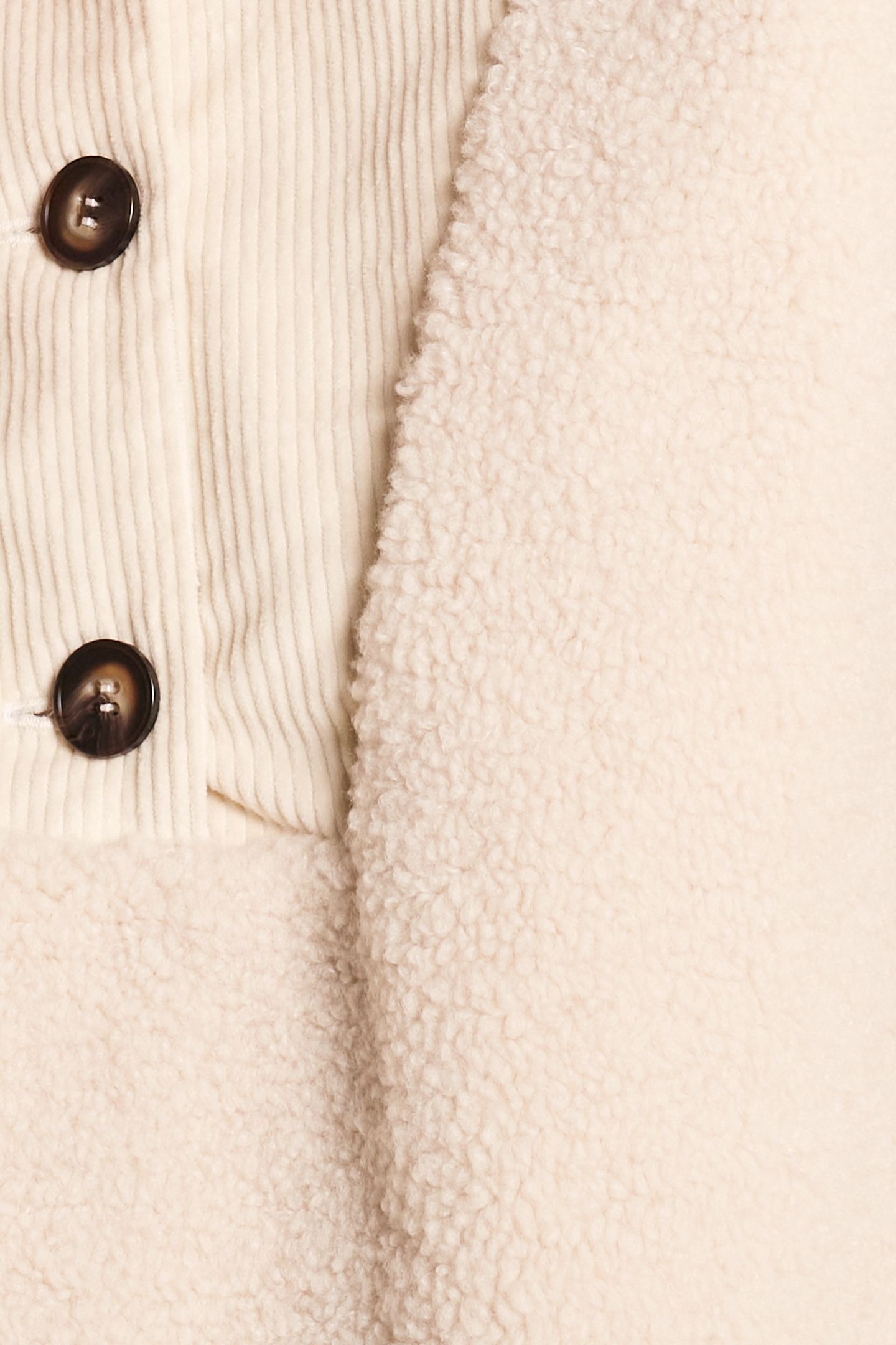 ECRU SHERPA AND VELOUR BUTTON-DOWN SWEATER ECRU 6