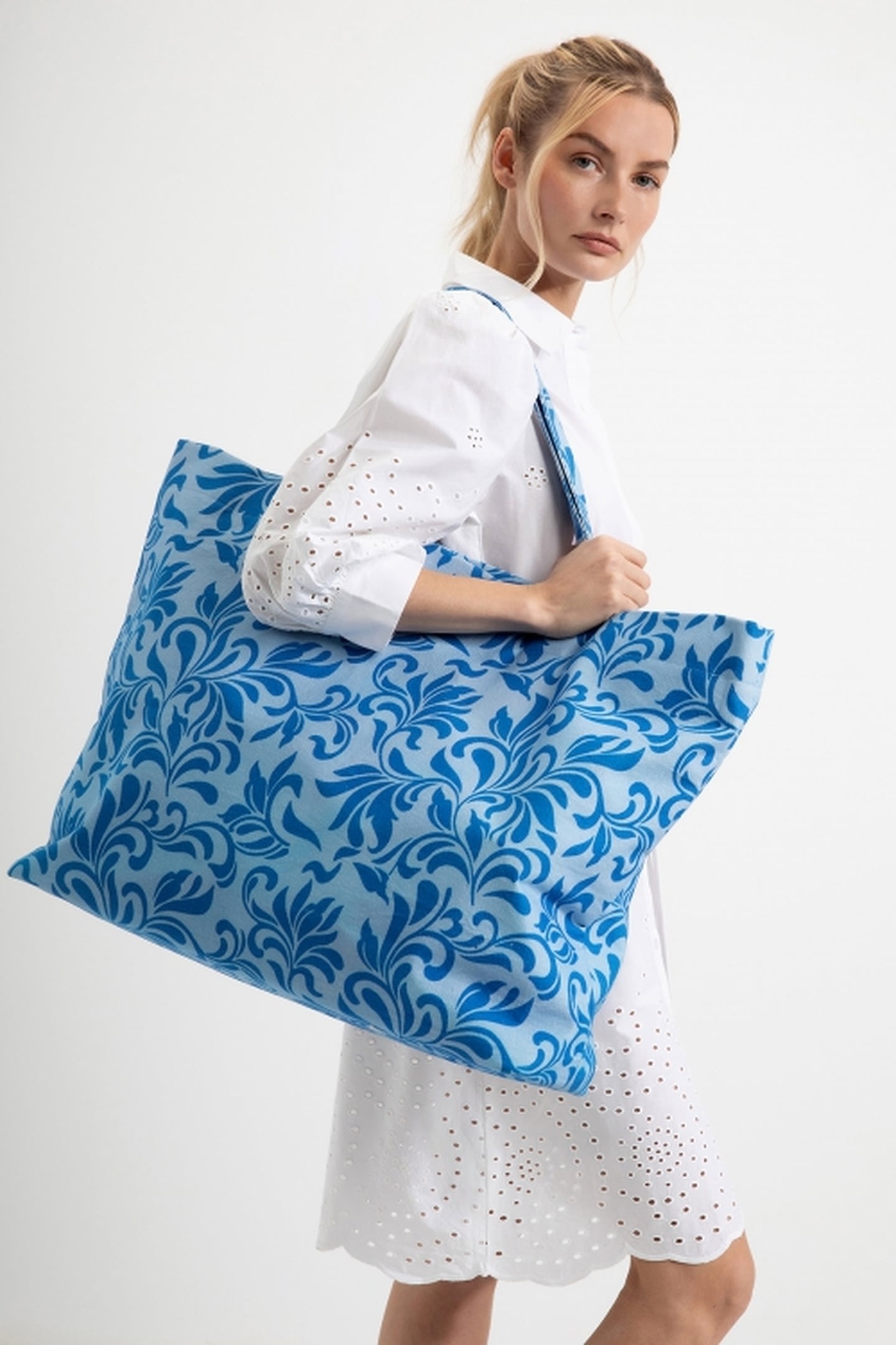 BEACH BAG COBALT BLUE PRINT 1