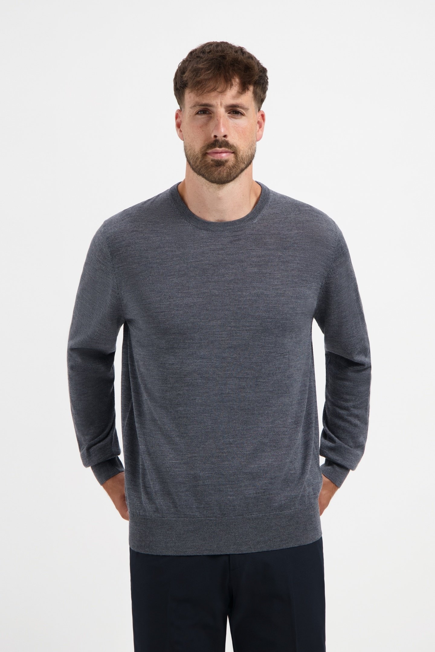 CREW NECK 100% MERINO STORM GREY 2