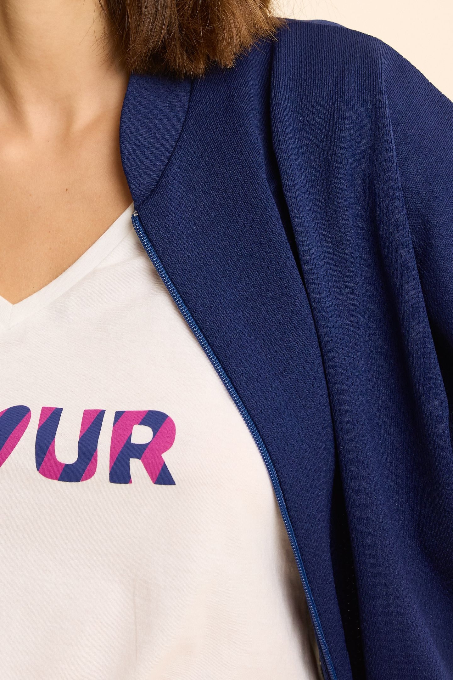 INDIGO TECH KNIT ZIPPED TOP INDIGO 6