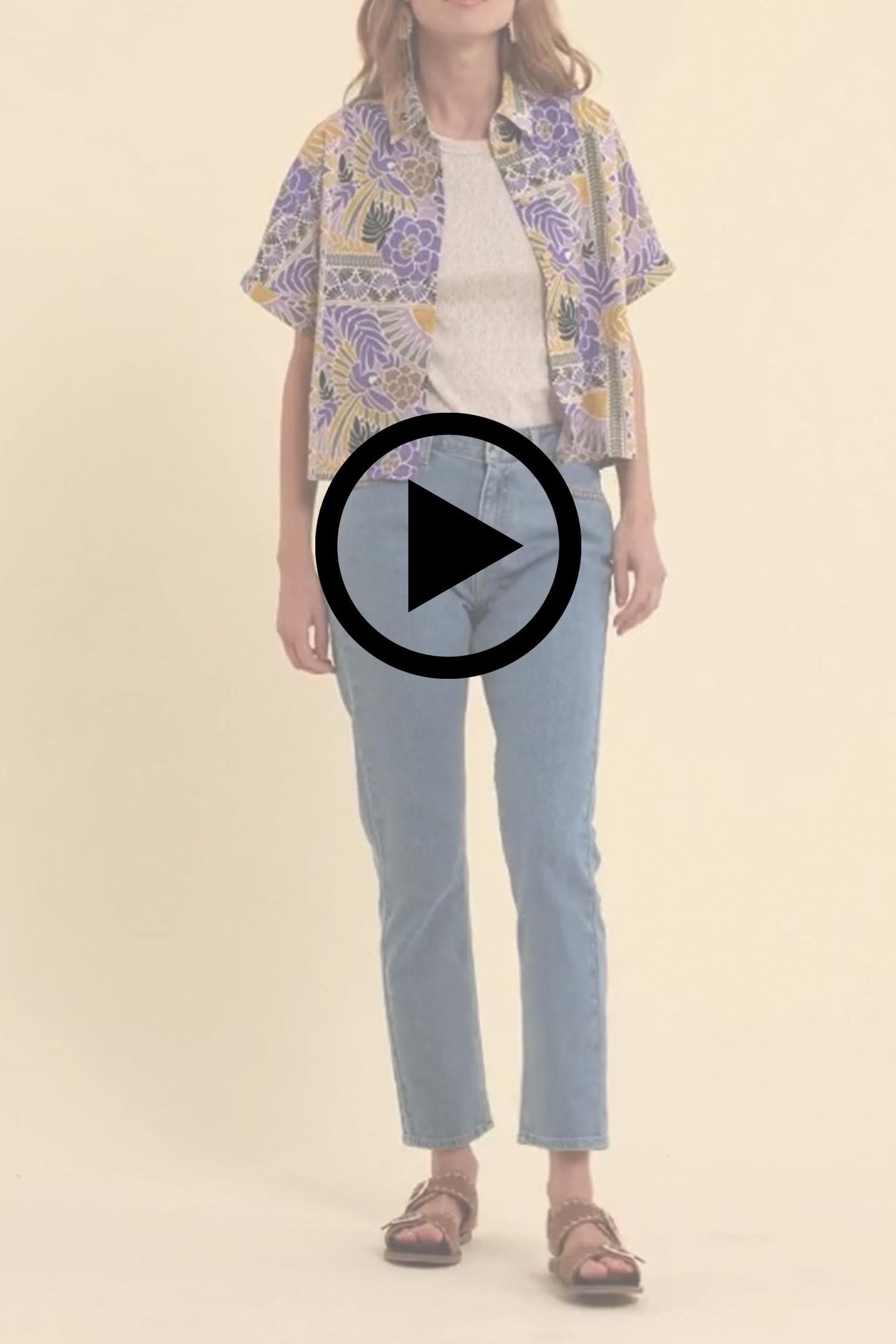 MAUVE SHORT-SLEEVED SHIRT WITH PARROT PRINT PARMA 3