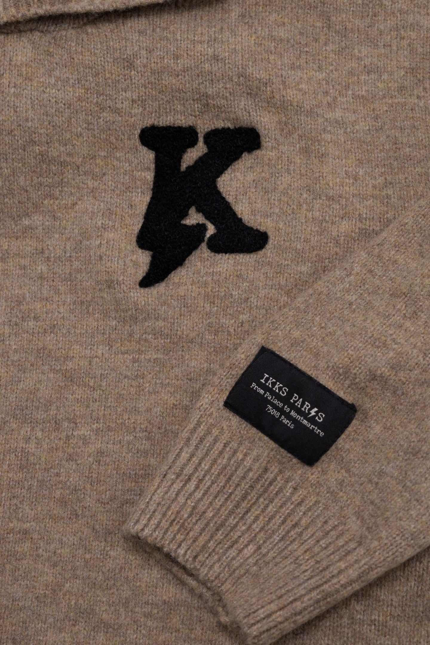 BOY'S CAMEL KNIT BADGE K EMBROIDERY BOUCLETTE SWEATER 7