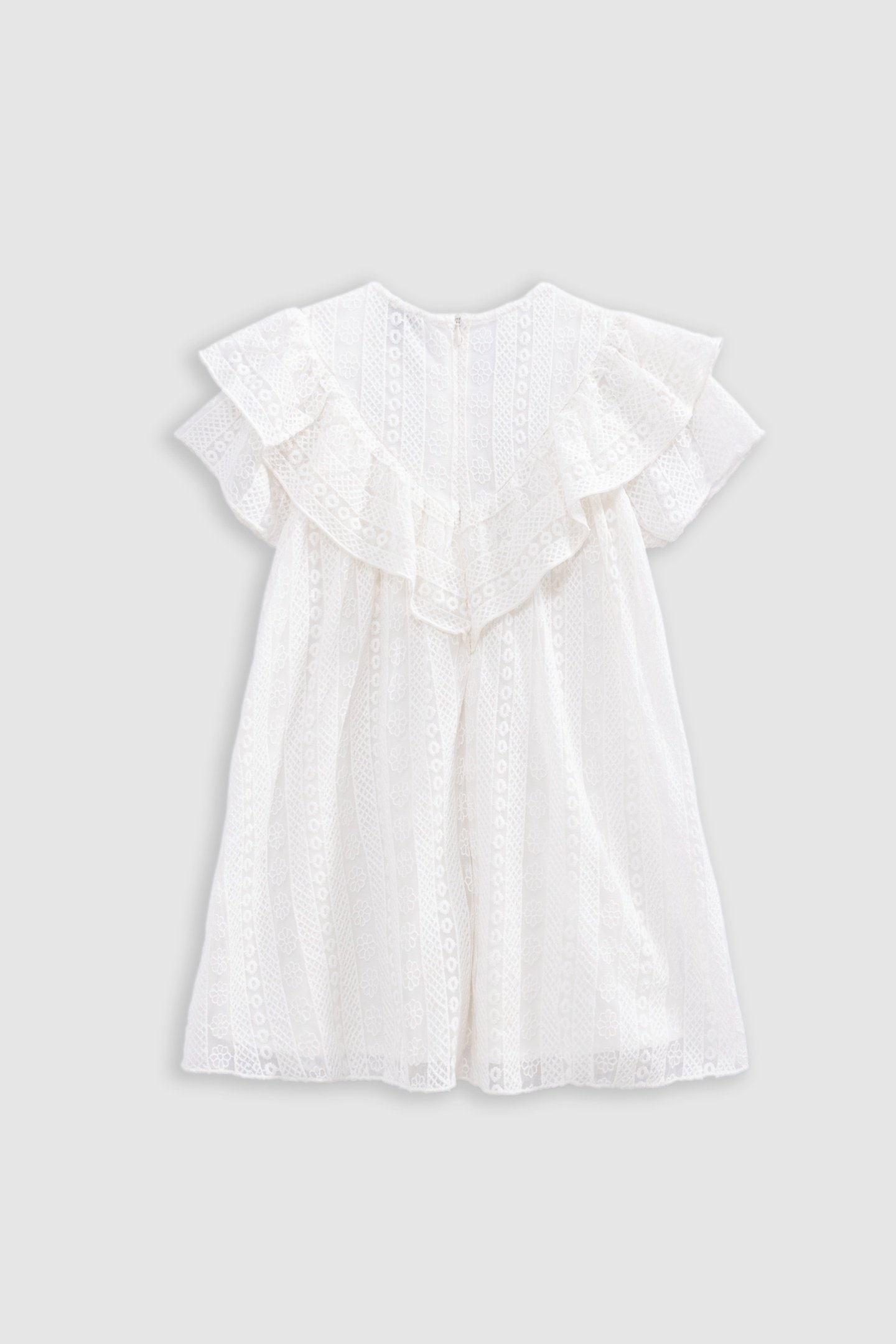 ECRU LACE DRESS WITH FLOUNCED BIB 2