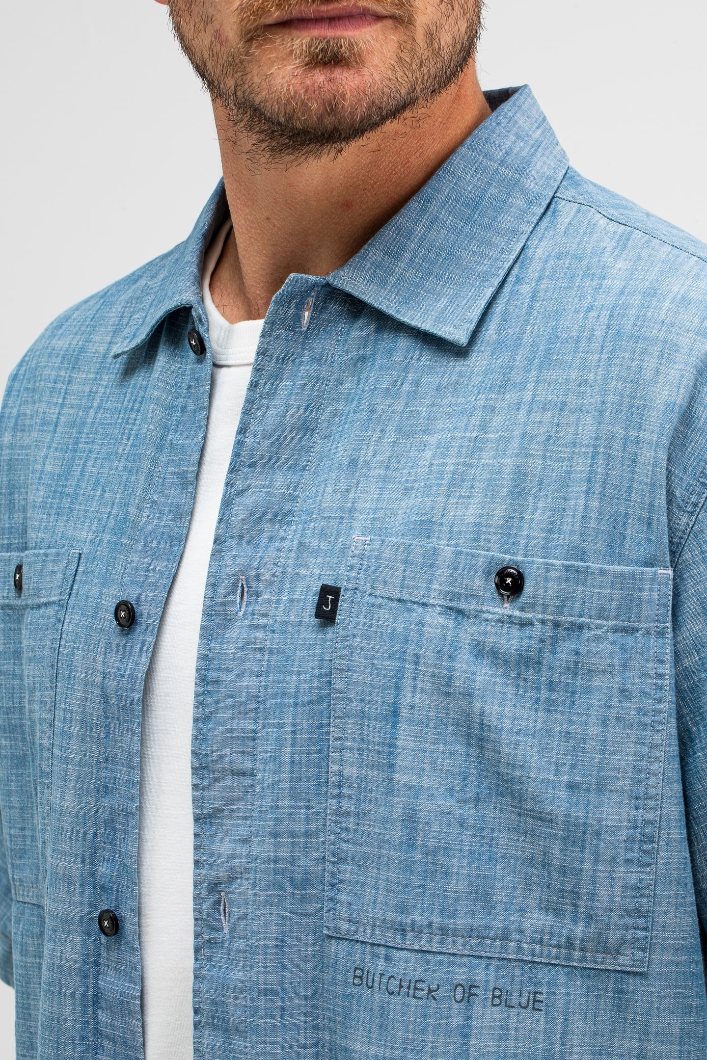 ANTHONY RESORT CHAMBRAY SHIRT SS SHARK BLUE 5