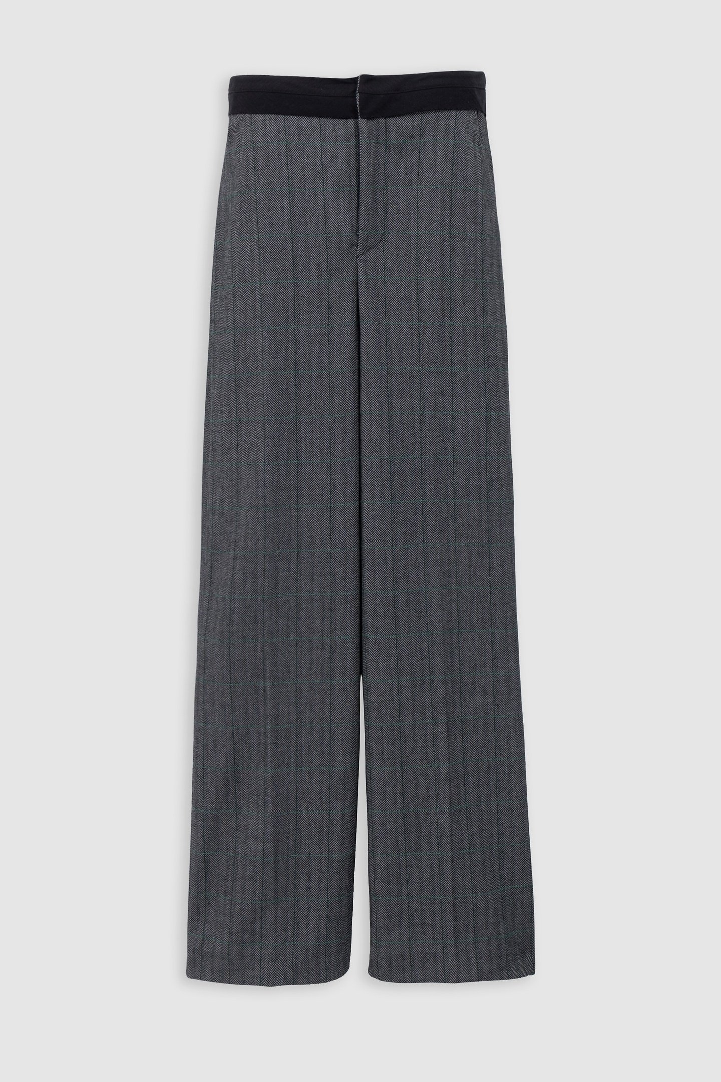 BLACK HERRINGBONE CHECK SUIT PANTS 5